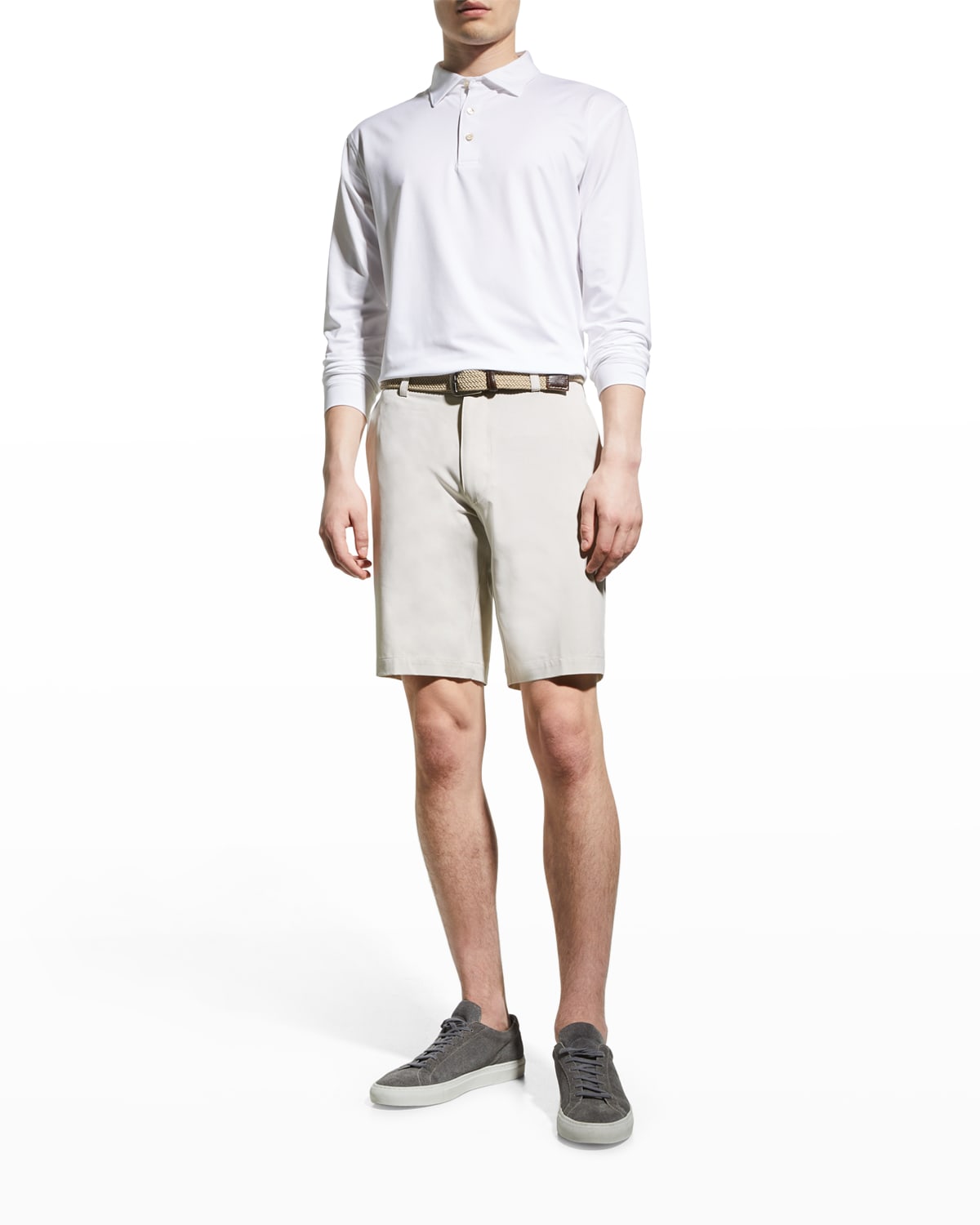 Peter Millar Men's Performance Stretch Jersey Polo Shirt In White
