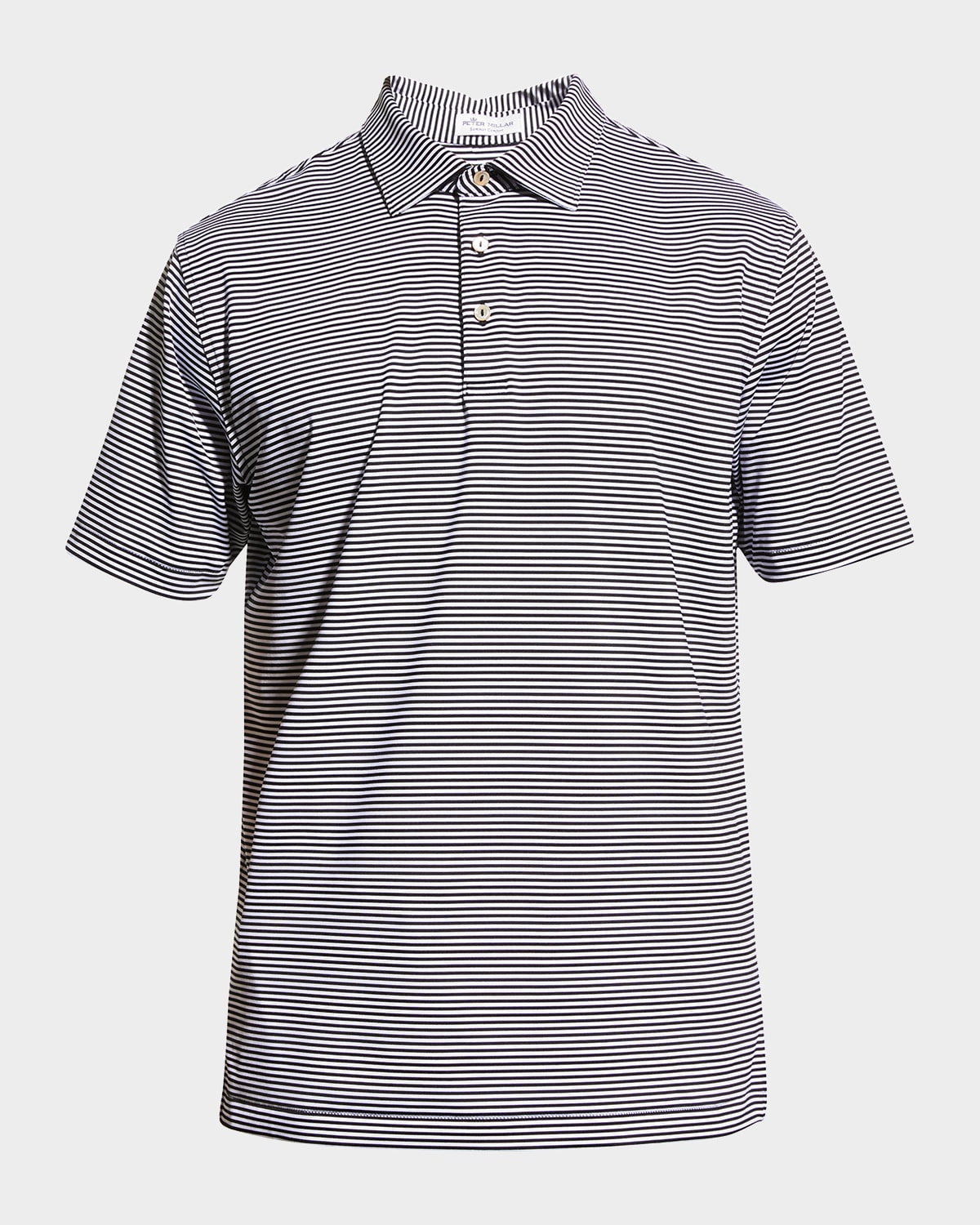 Peter Millar Hales Stripe Performance Polo In Iron