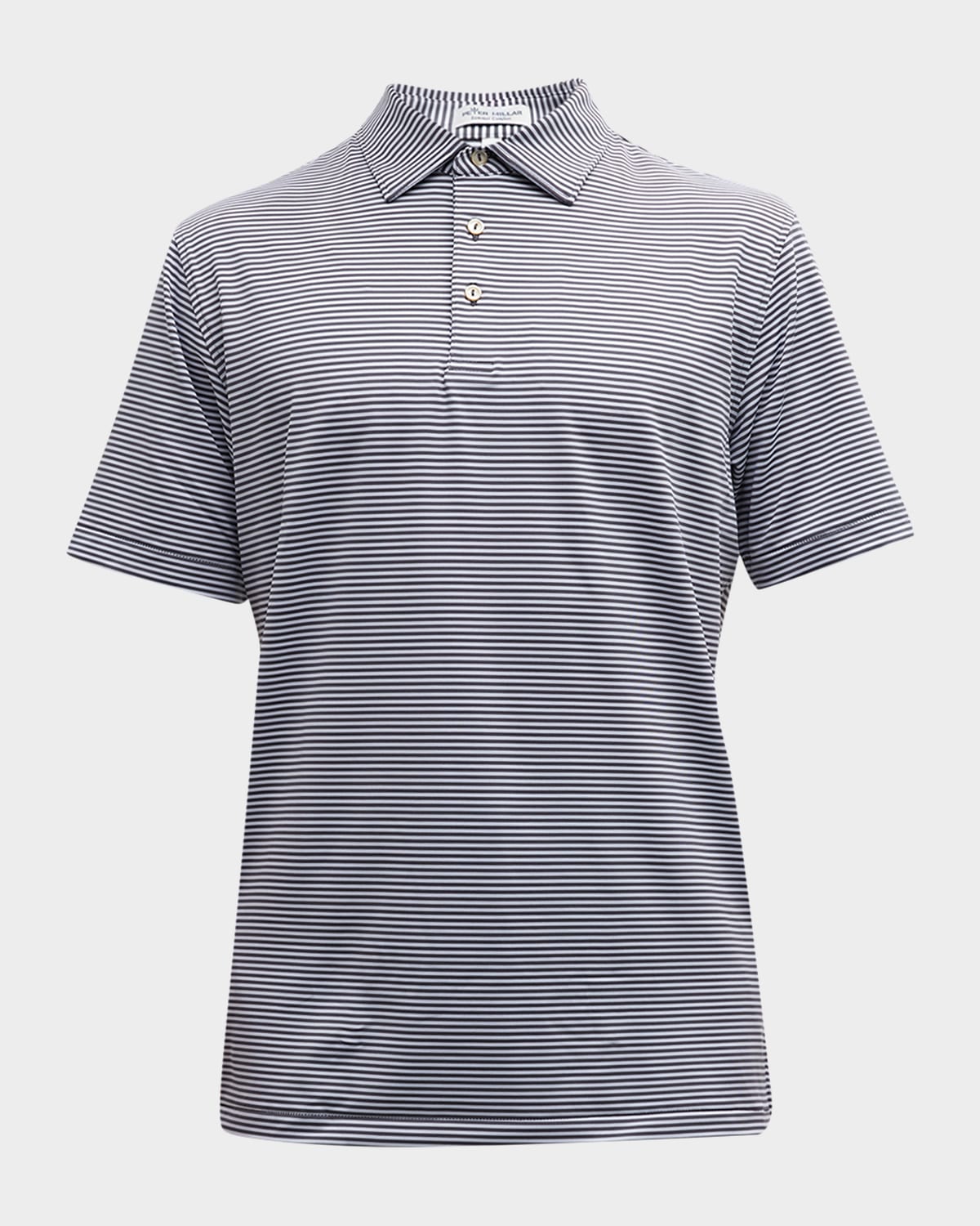 Peter Millar Men's Hales Performance Stripe Jersey Polo Shirt In Iron