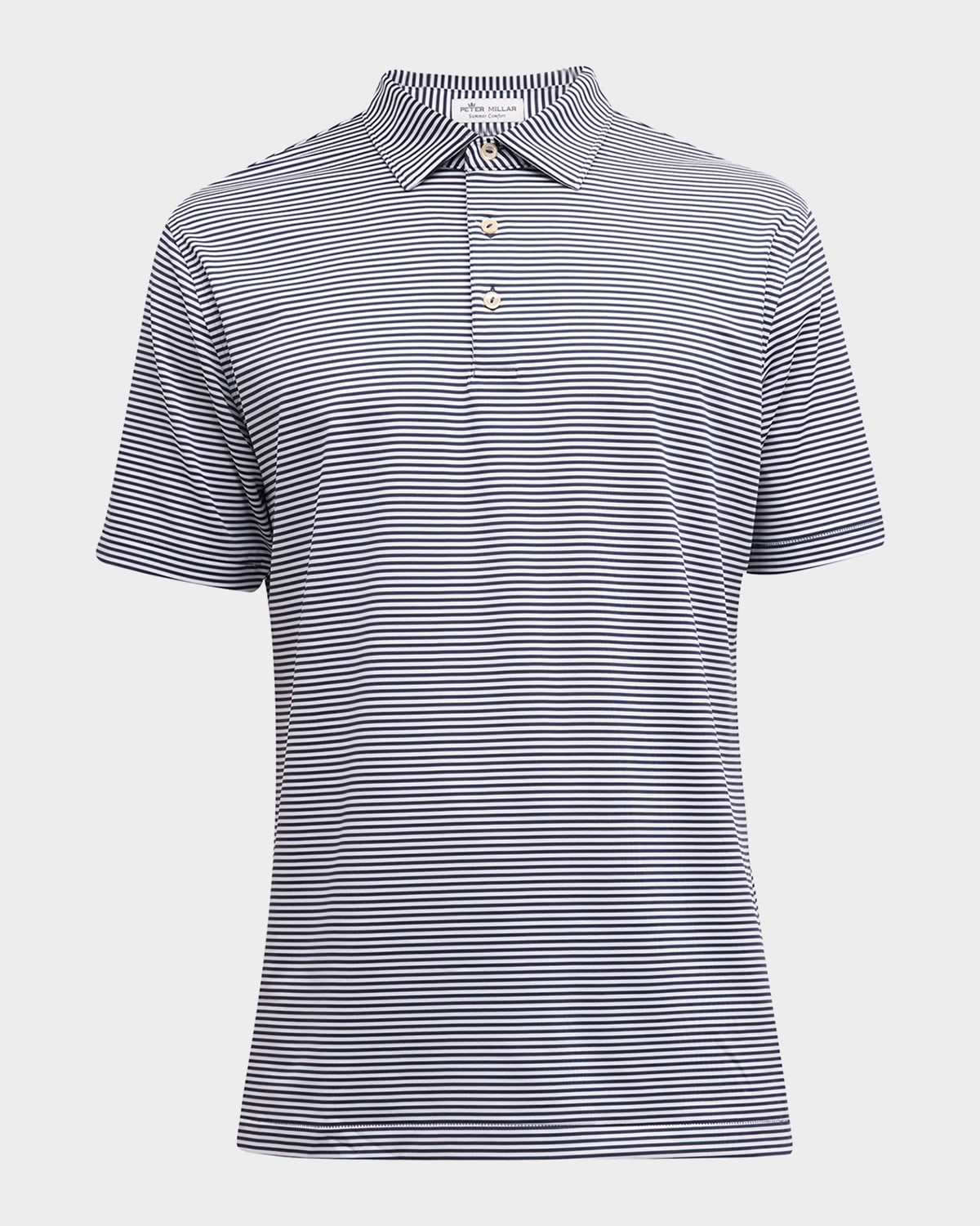 Shop Peter Millar Men's Hales Performance Stripe Jersey Polo Shirt In Navy