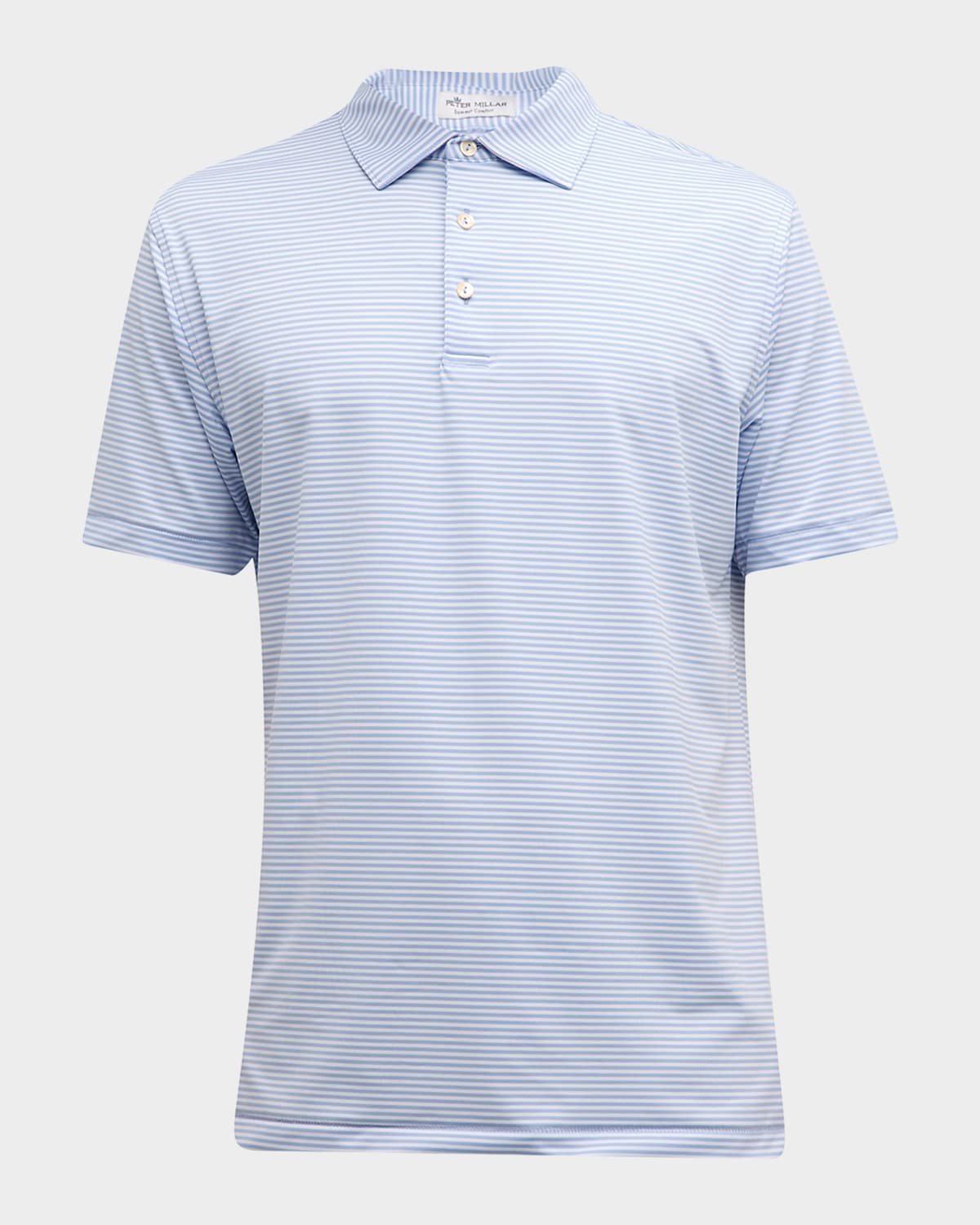 Peter Millar Men's Hales Performance Stripe Jersey Polo Shirt In Cottage Blue