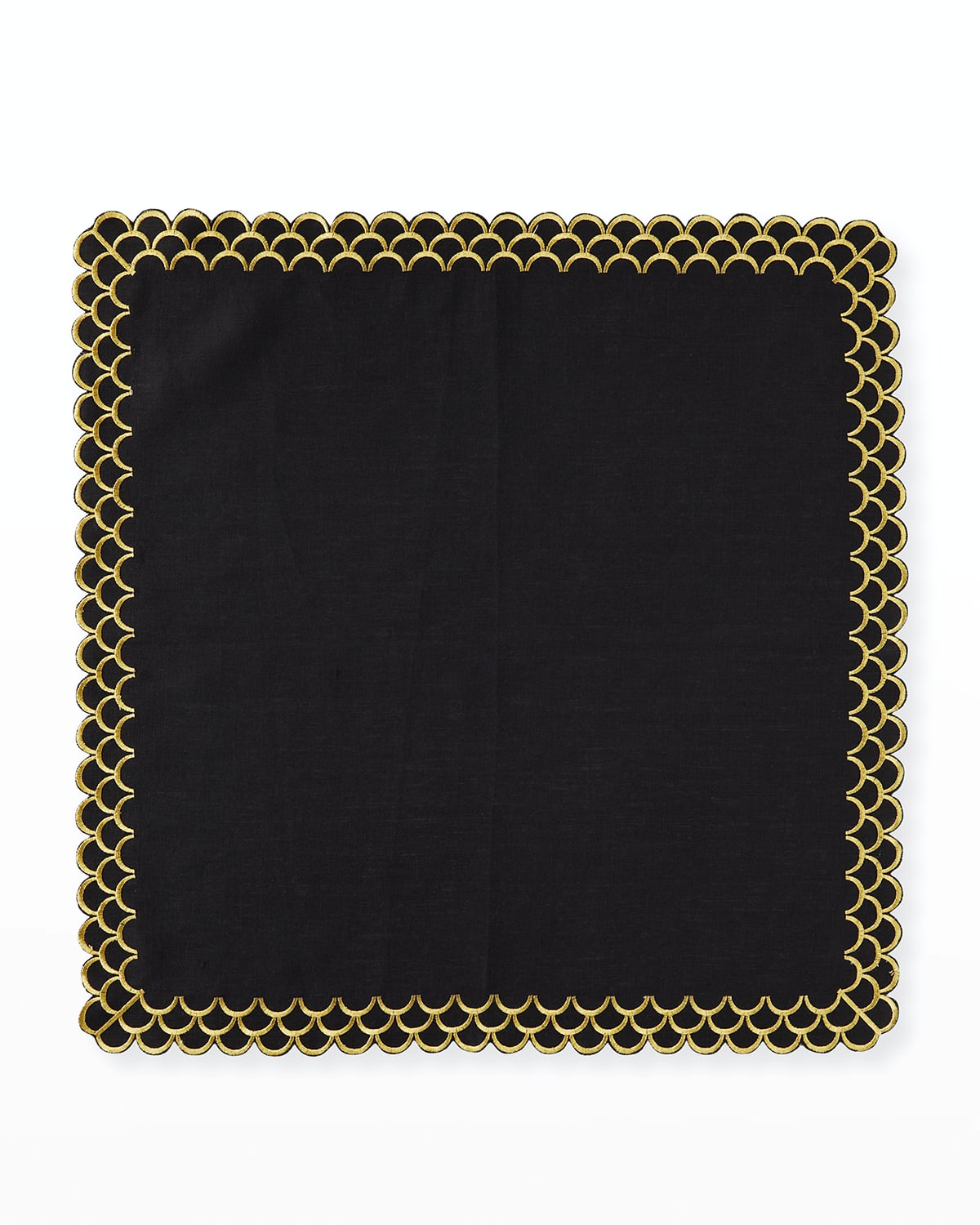 Nomi K Embroidered Peacock Linen Napkin Set Of 4 In Black