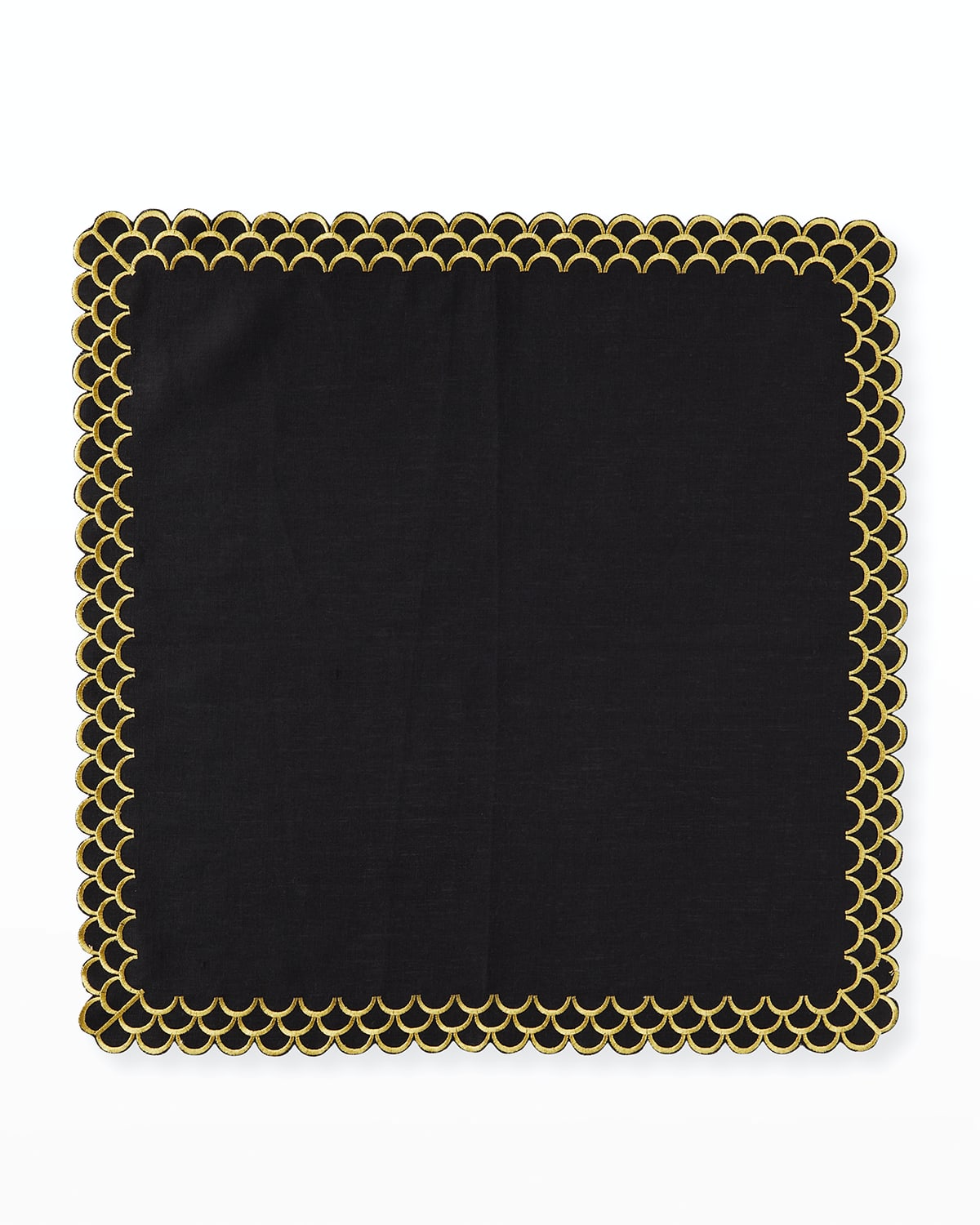 Shop Nomi K Peacock Hand-embroidered Linen Napkin In Black