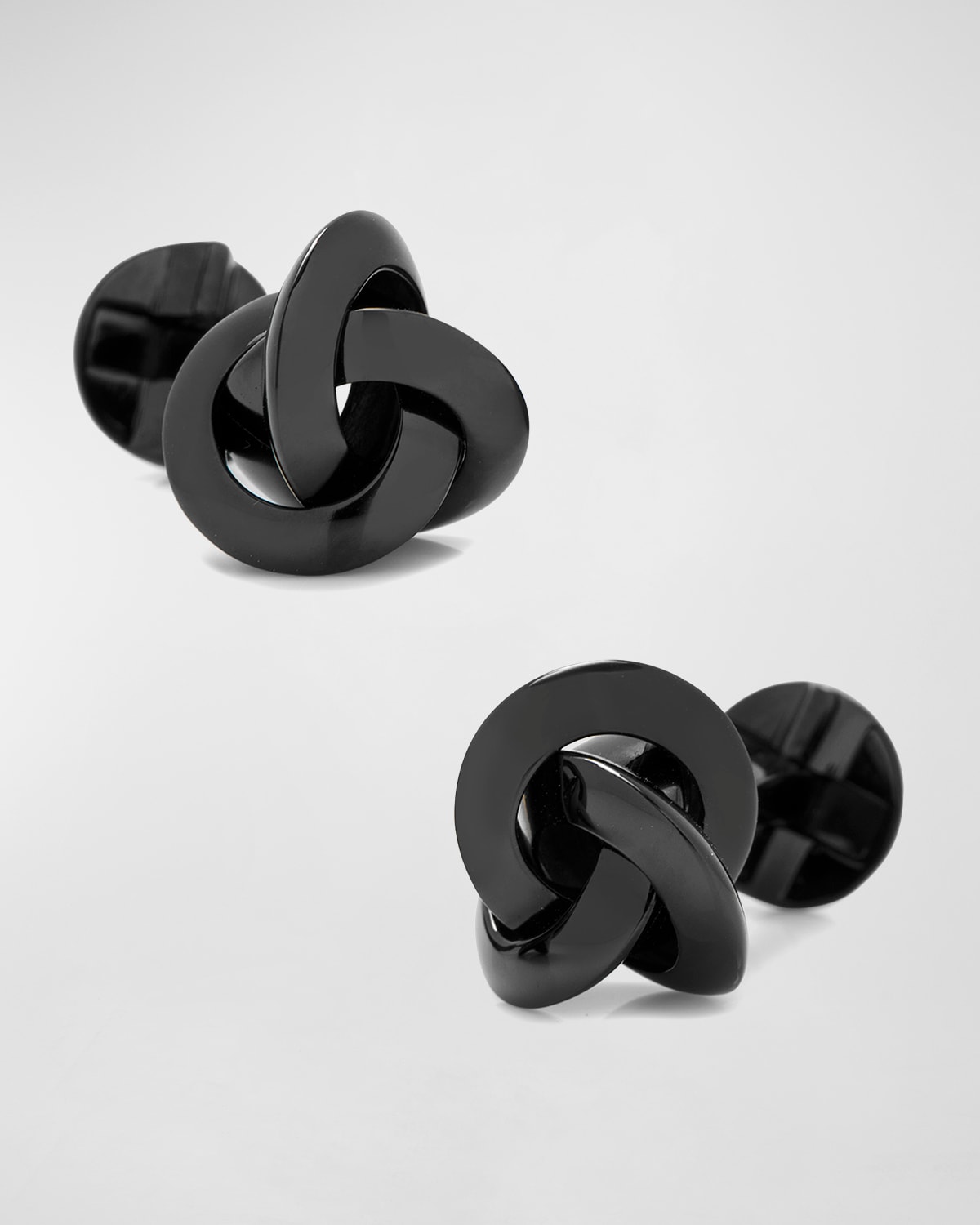 Men's Sterling Silver Black Knot Cufflinks