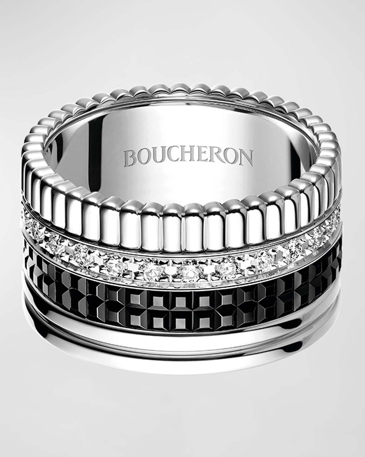 Boucheron Large Quatre Black Edition Diamond Band, Size 55