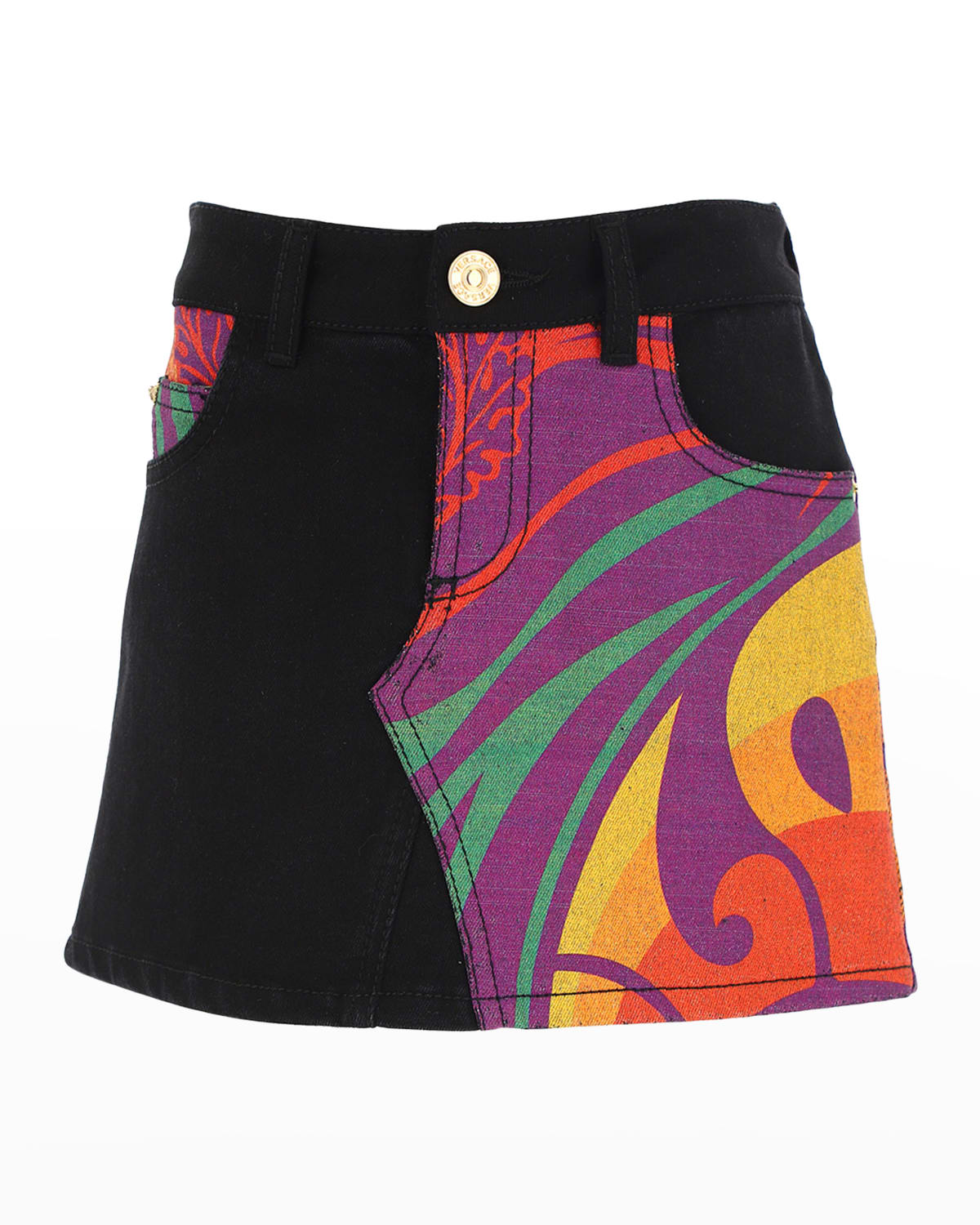 Girl's Medusa Music Denim Skirt, Size 8-14