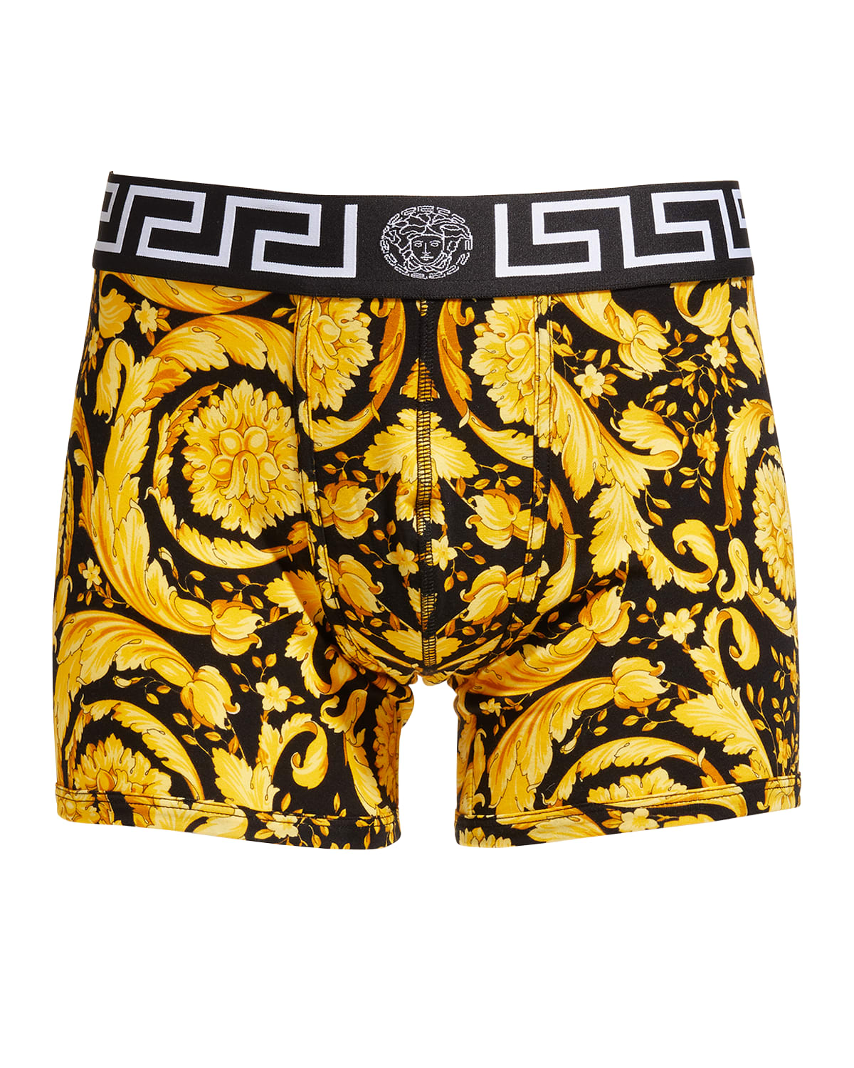 Versace Men's Barocco Greca Boxer Briefs In Black/gold