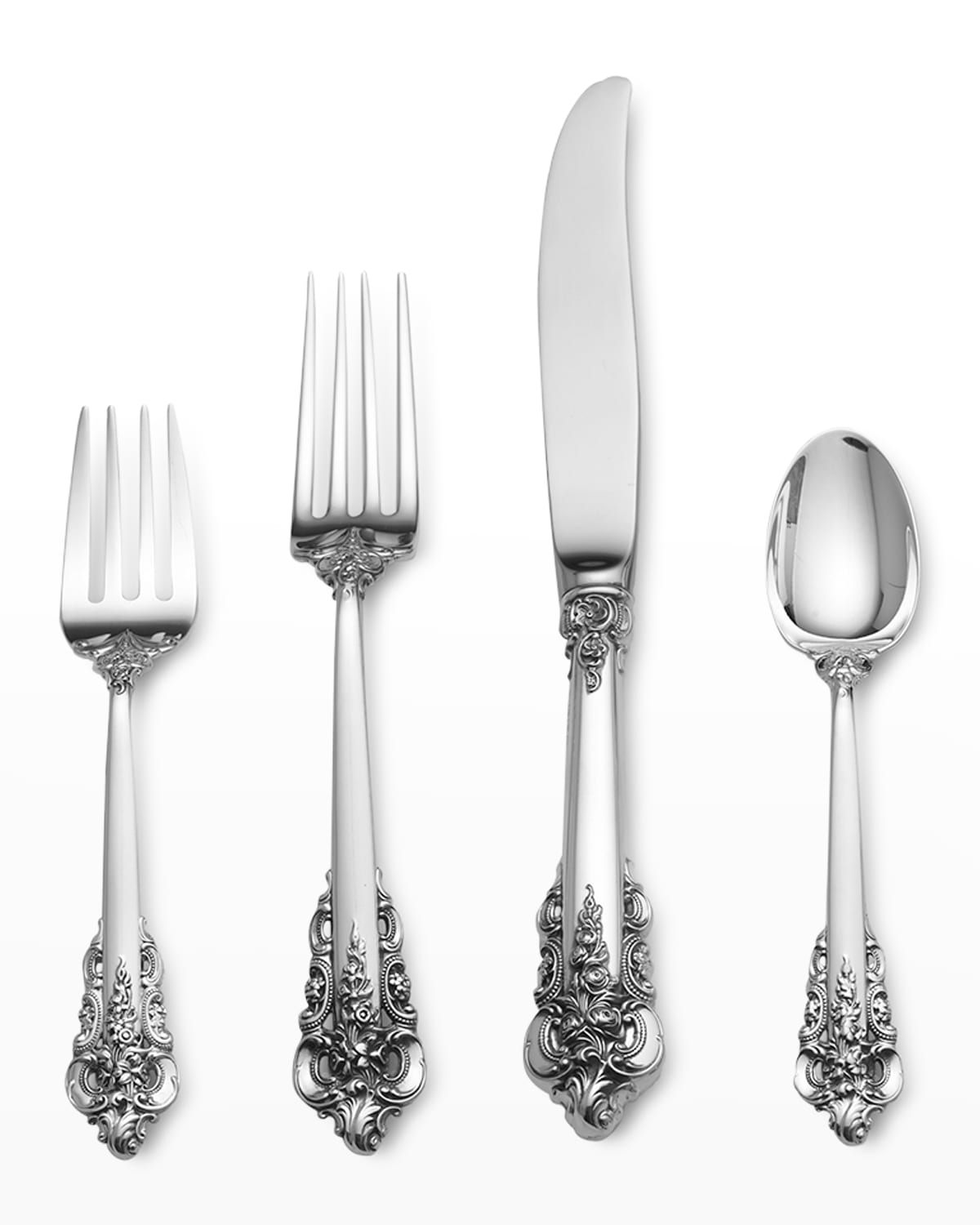 Shop Wallace Silversmiths Grande Baroque 4-piece Dinner Setting In Silver