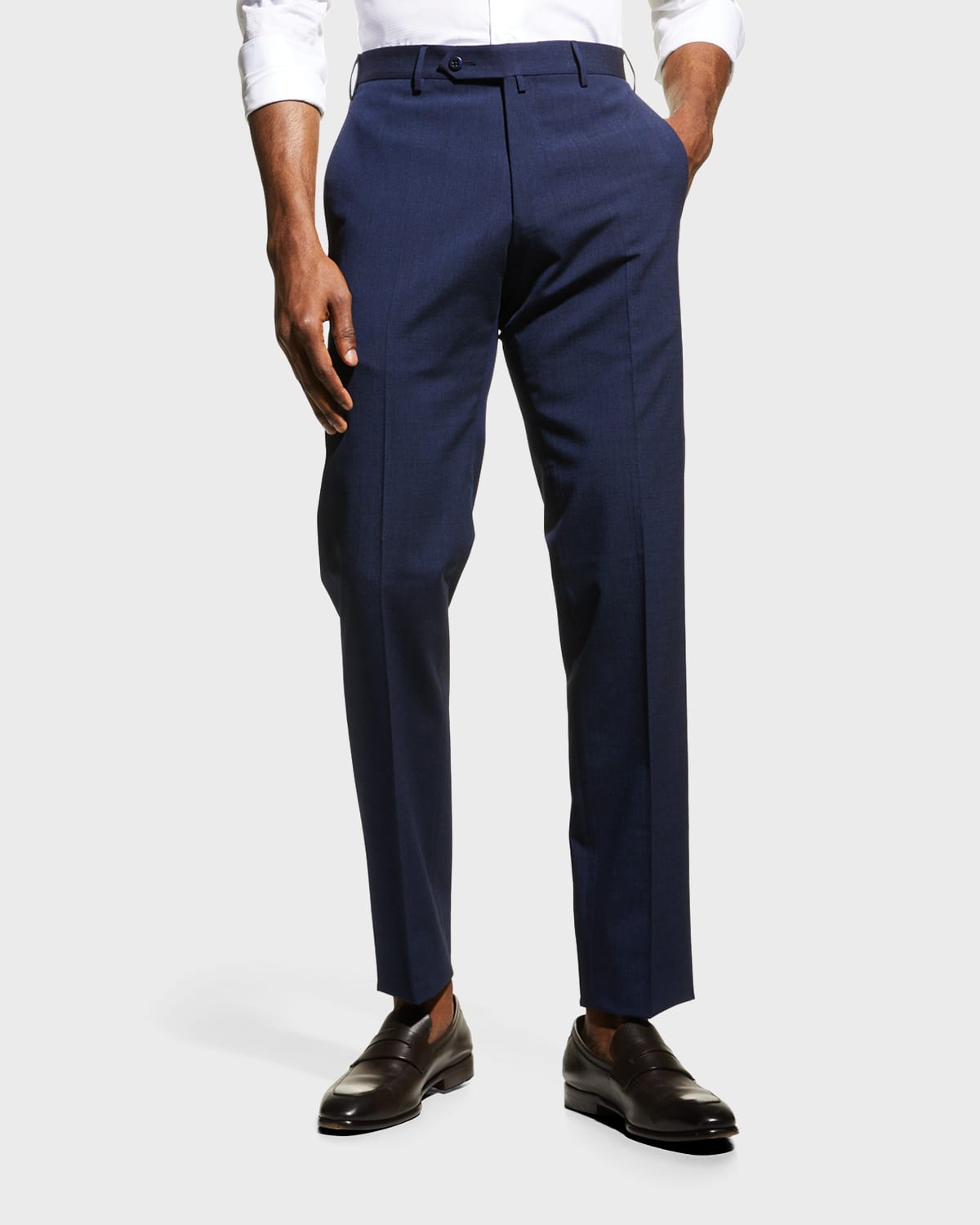 ZANELLA MEN'S PARKER WOOL-BLEND STRETCH TROUSERS