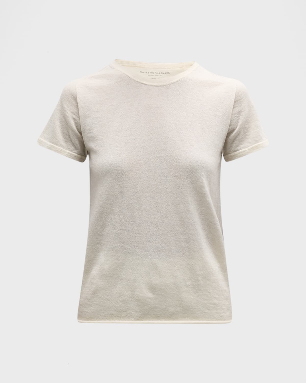 Shop Majestic Machine Washable Cashmere Crewneck Top In Milk