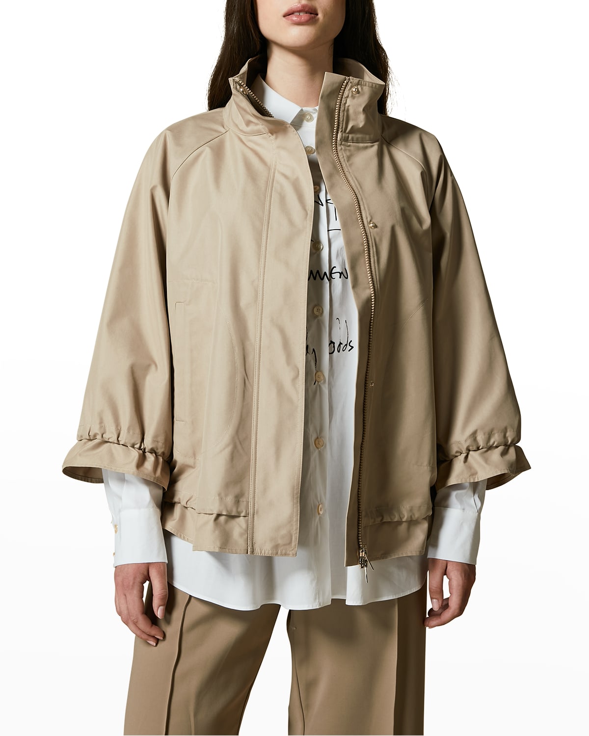 Marina Rinaldi Plus Size Tattile Gabardine Raincoat
