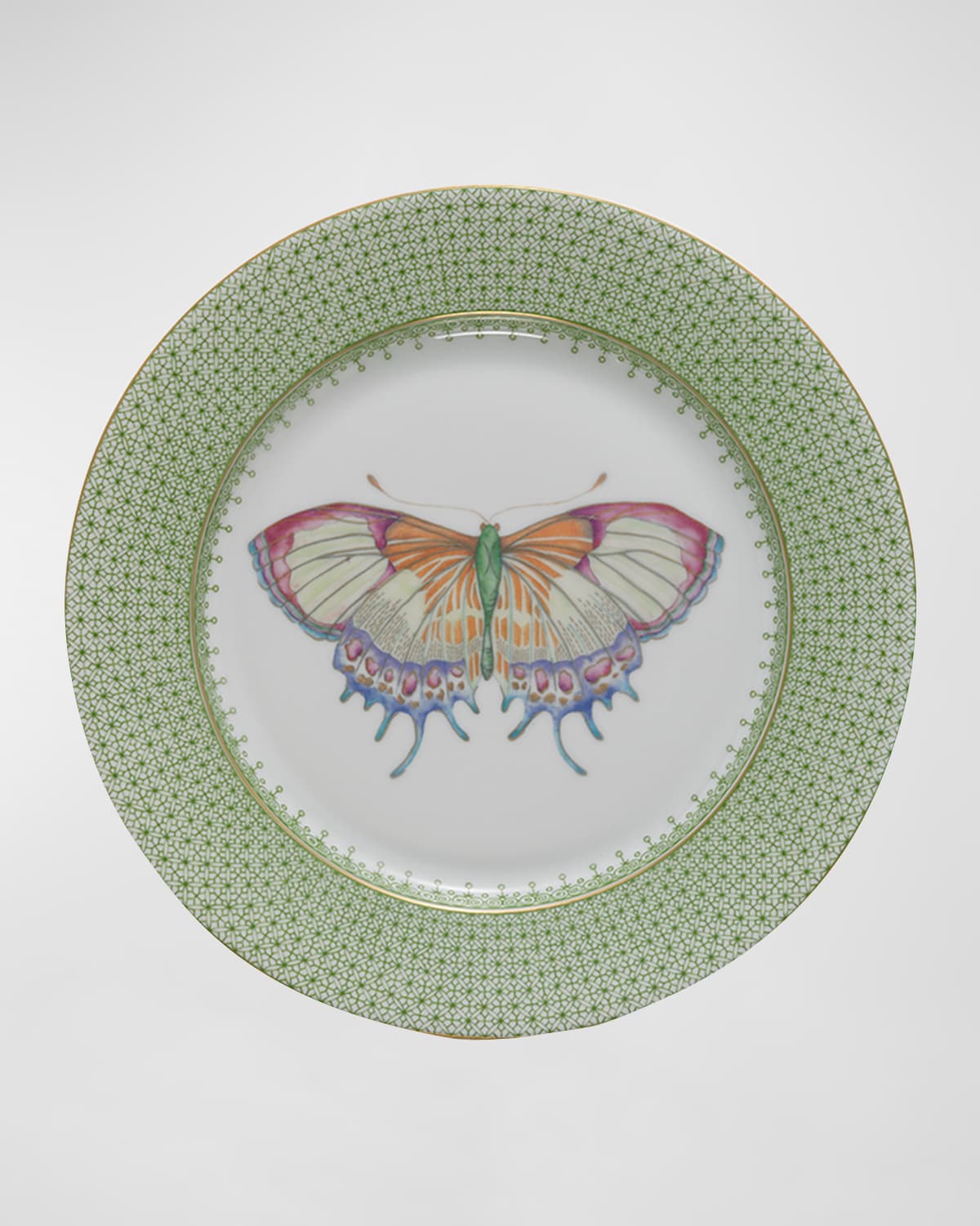 Mottahedeh Apple Lace Dessert Plate With Butterfly Center In Lt. Green
