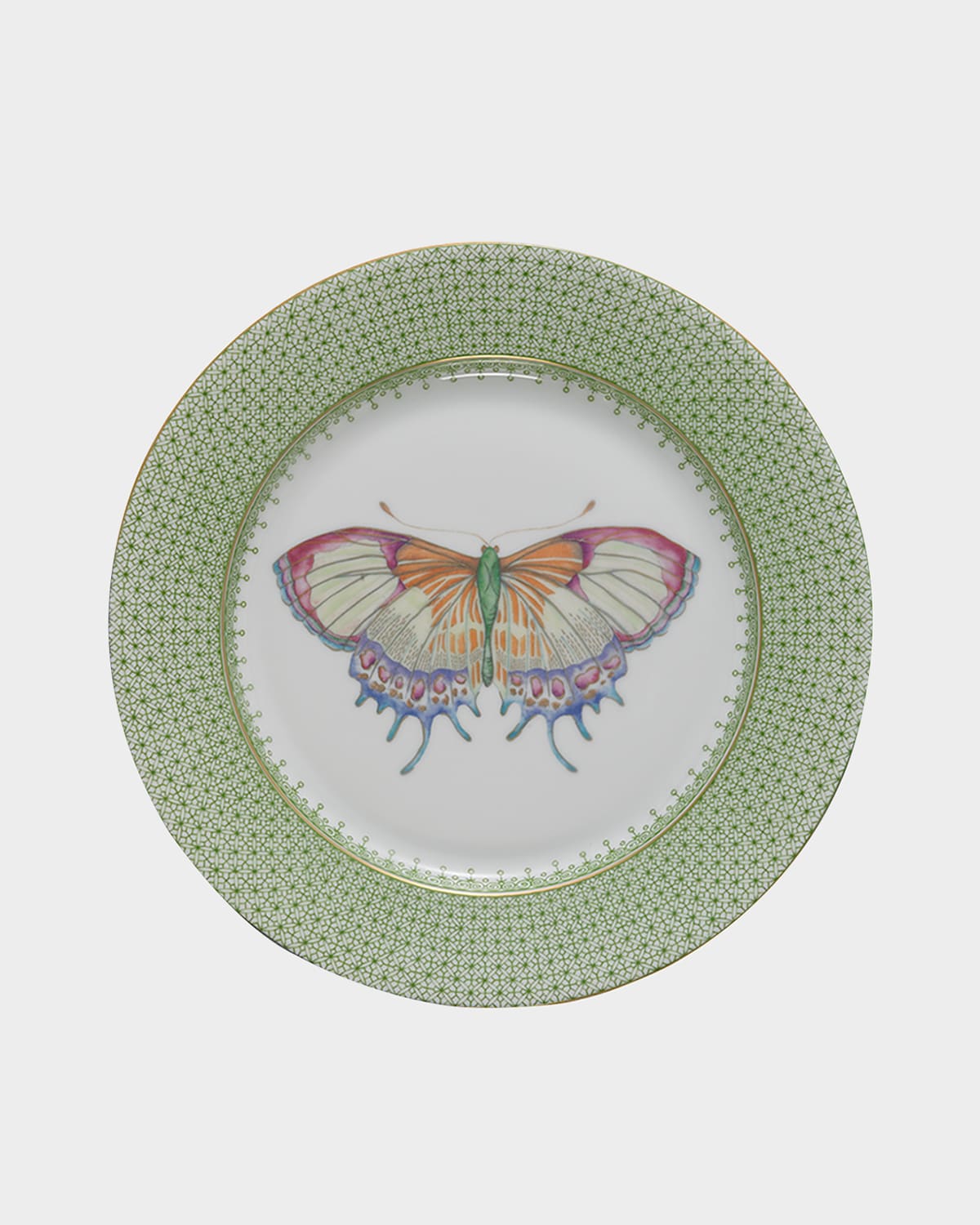 Mottahedeh Apple Lace Dessert Plate With Butterfly Center In Lt. Green