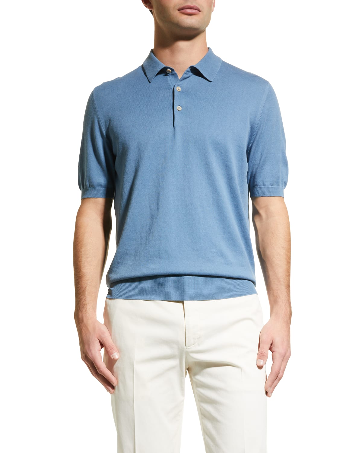Boglioli Men's Fine-gauge Polo Shirt In Light Blue-0671