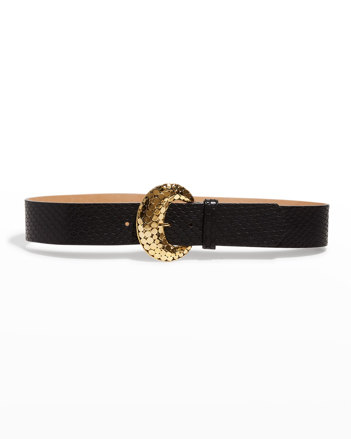Snake-Embossed Leather Belt