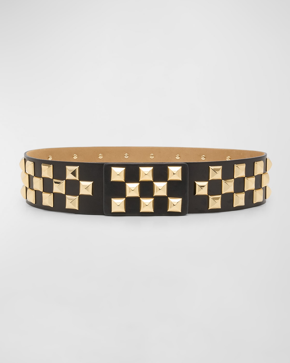 Streets Ahead Roger Studded Leather Belt In Black Gold