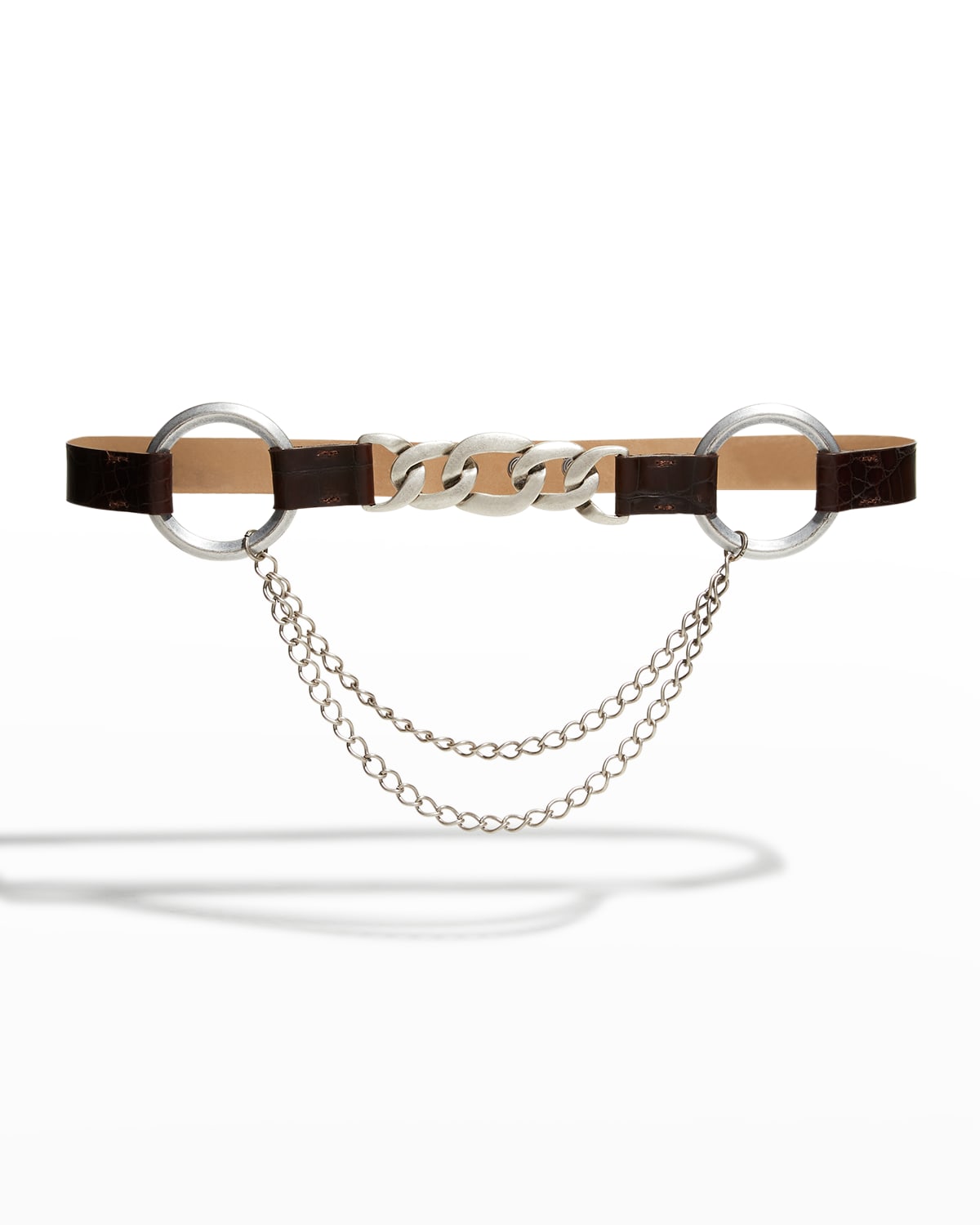 Oversize Ring & Chain Moc-Croc Belt