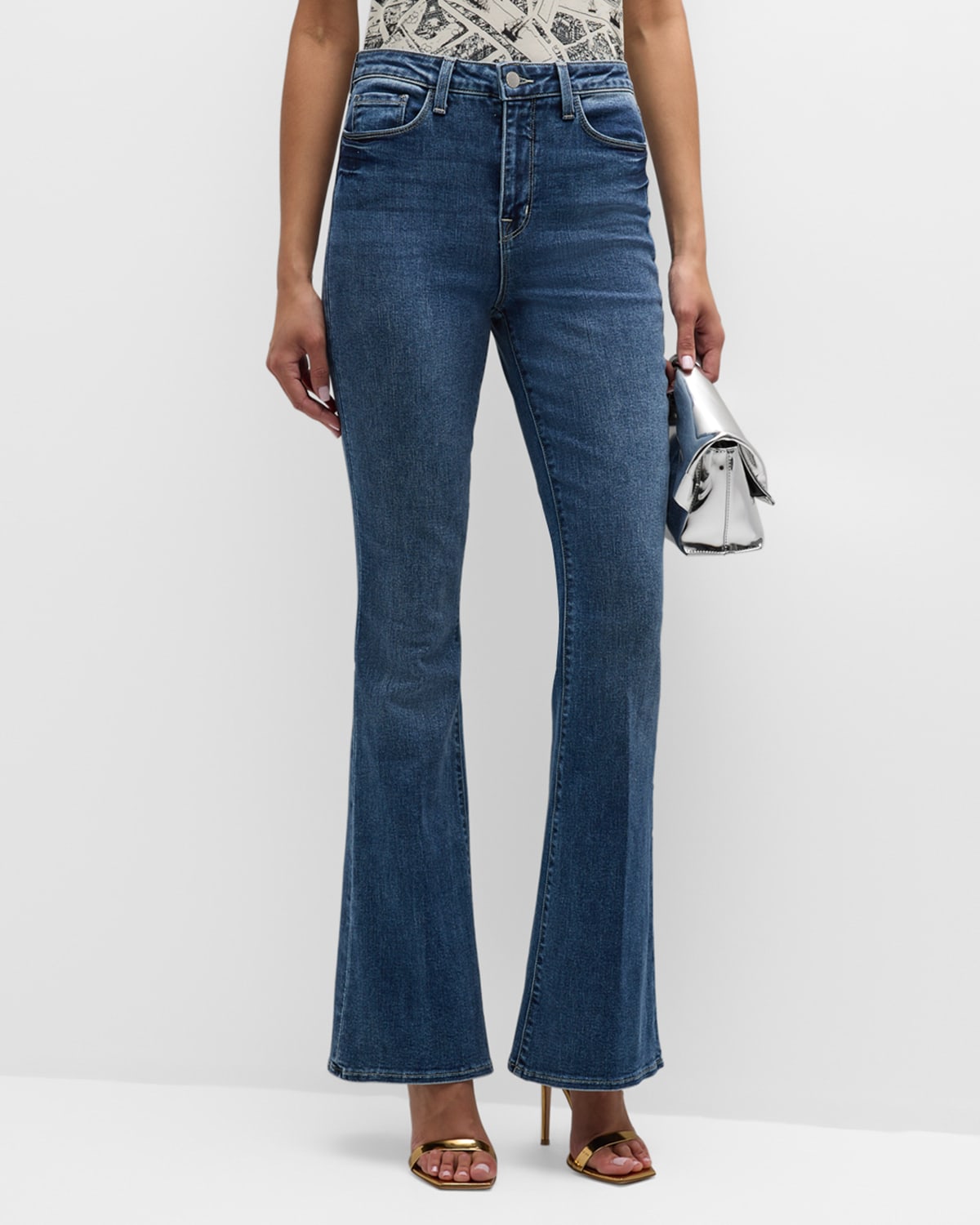 Shop L Agence Marty High-rise Flare Jeans In Rowan