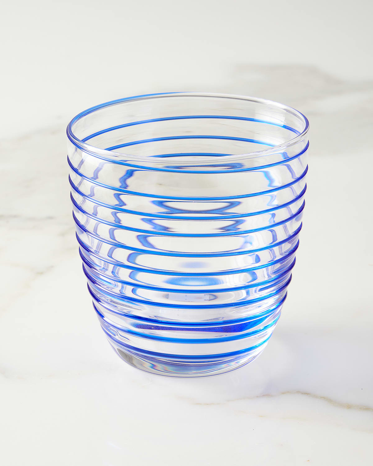 Shop Neiman Marcus Spiral 12 Oz. Double Old-fashioned Glasses, Set Of 4 In Blue