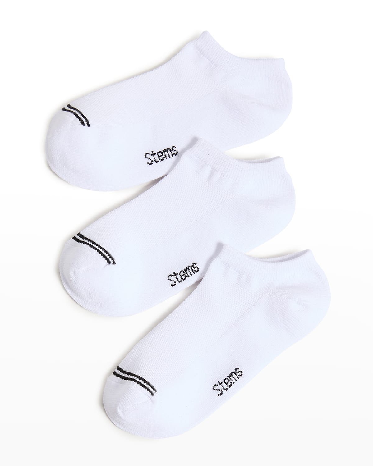 Stems Three Pack Training No Show Socks In White