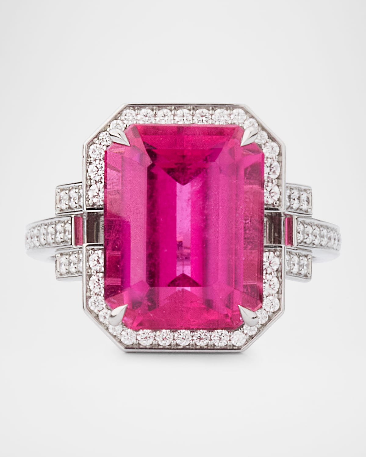 Platinum Pink Tourmaline and Diamond Statement Ring