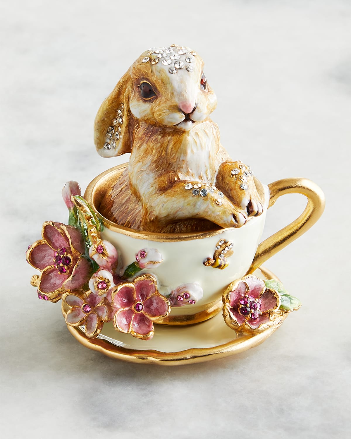 Jay Strongwater Teacup Bunny Decorative Box In Multi
