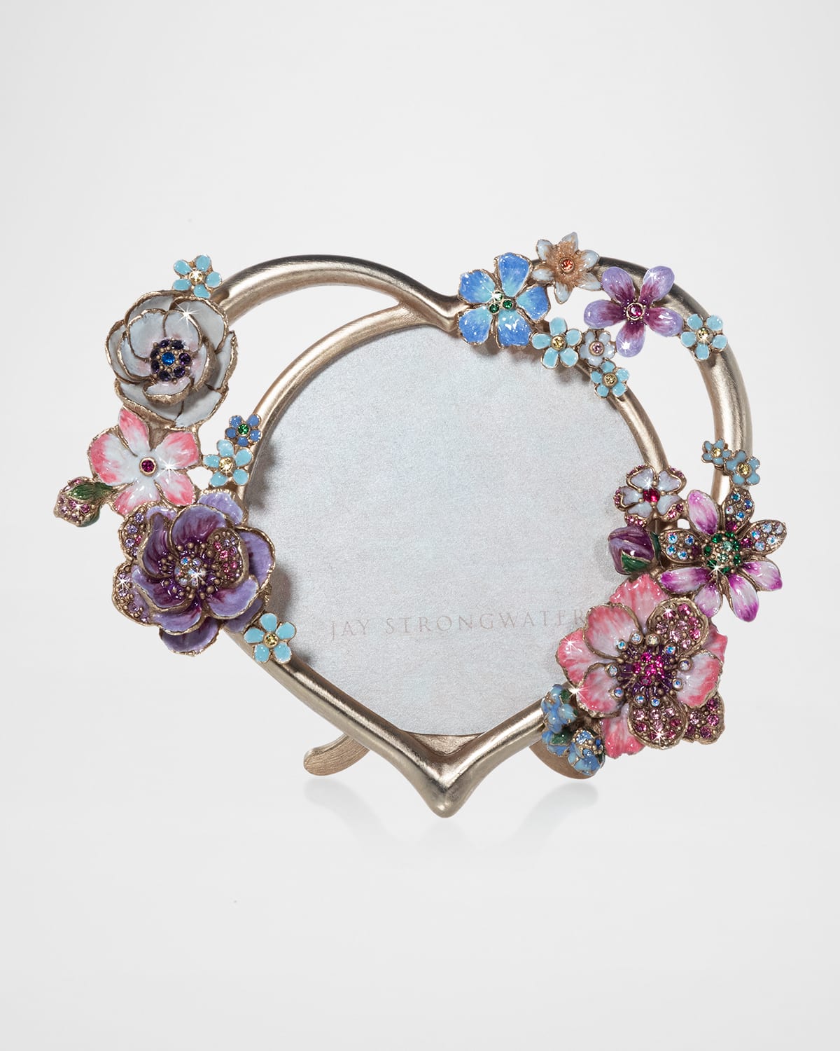 Jay Strongwater 4" X 6" Heart And Flower Photo Frame In Multi