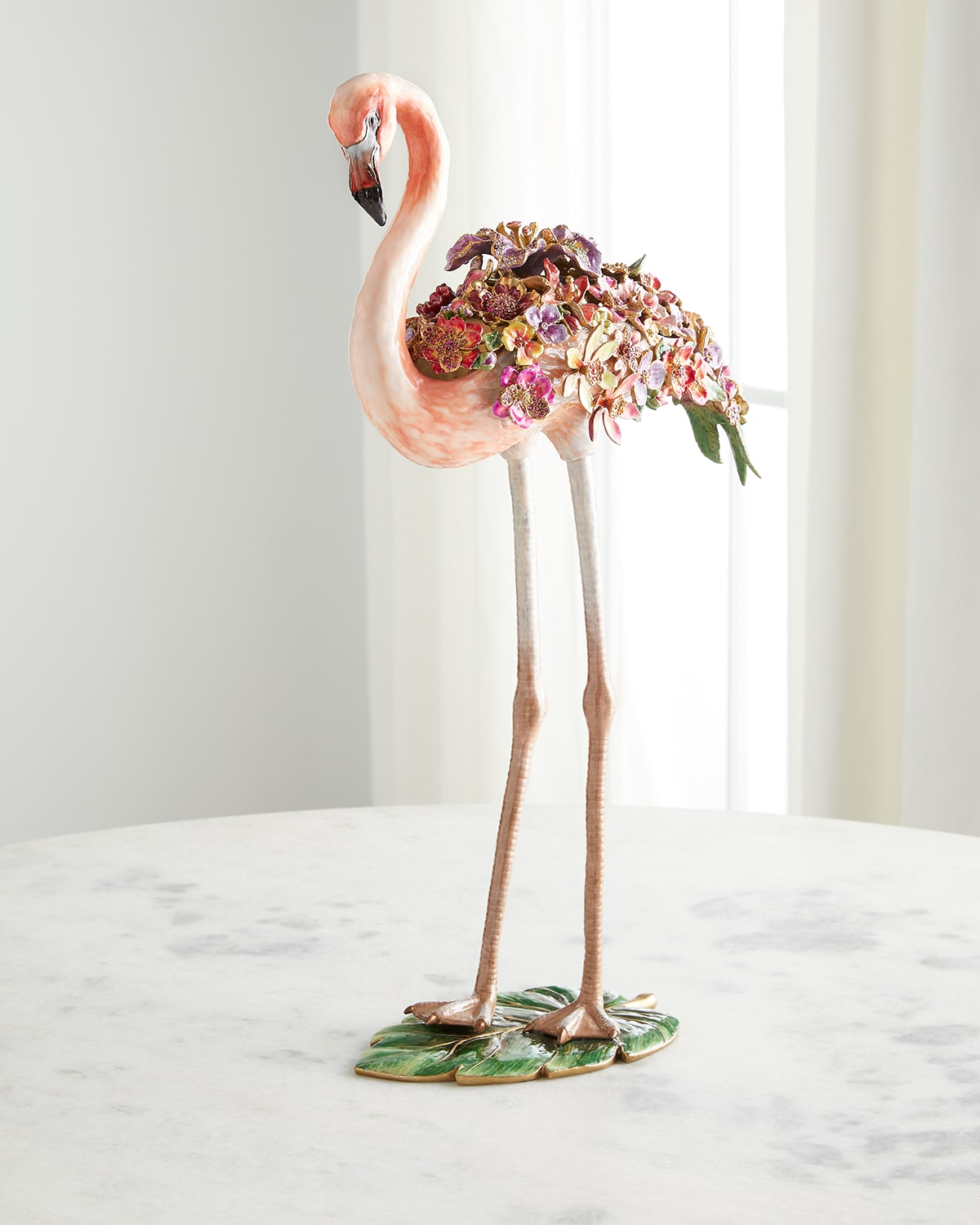 Shop Jay Strongwater Flowery Flamingo Figurine In Multi