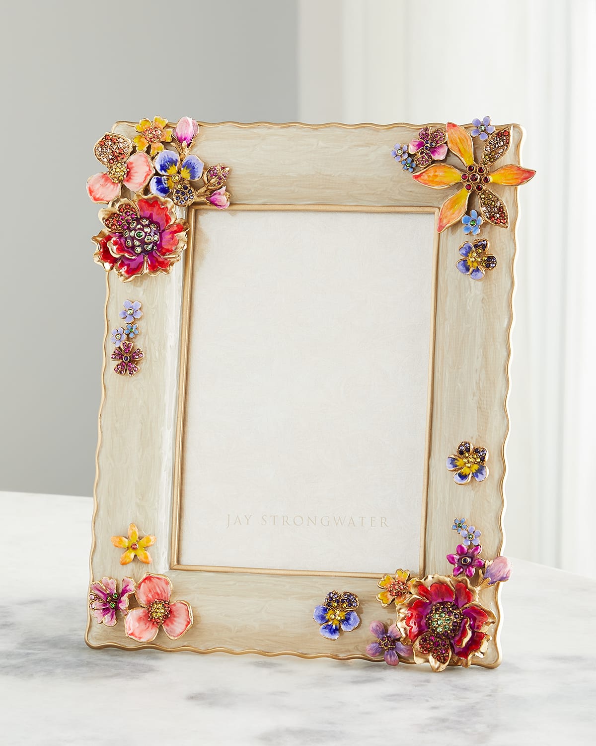Shop Jay Strongwater 5" X 7" Flower Photo Frame In Multi