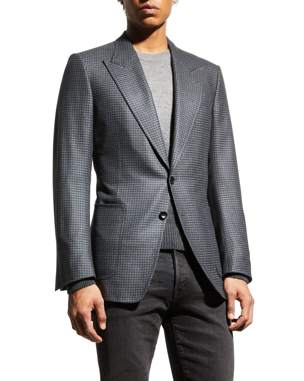 Men's Houndstooth Silk-Wool Sport Jacket