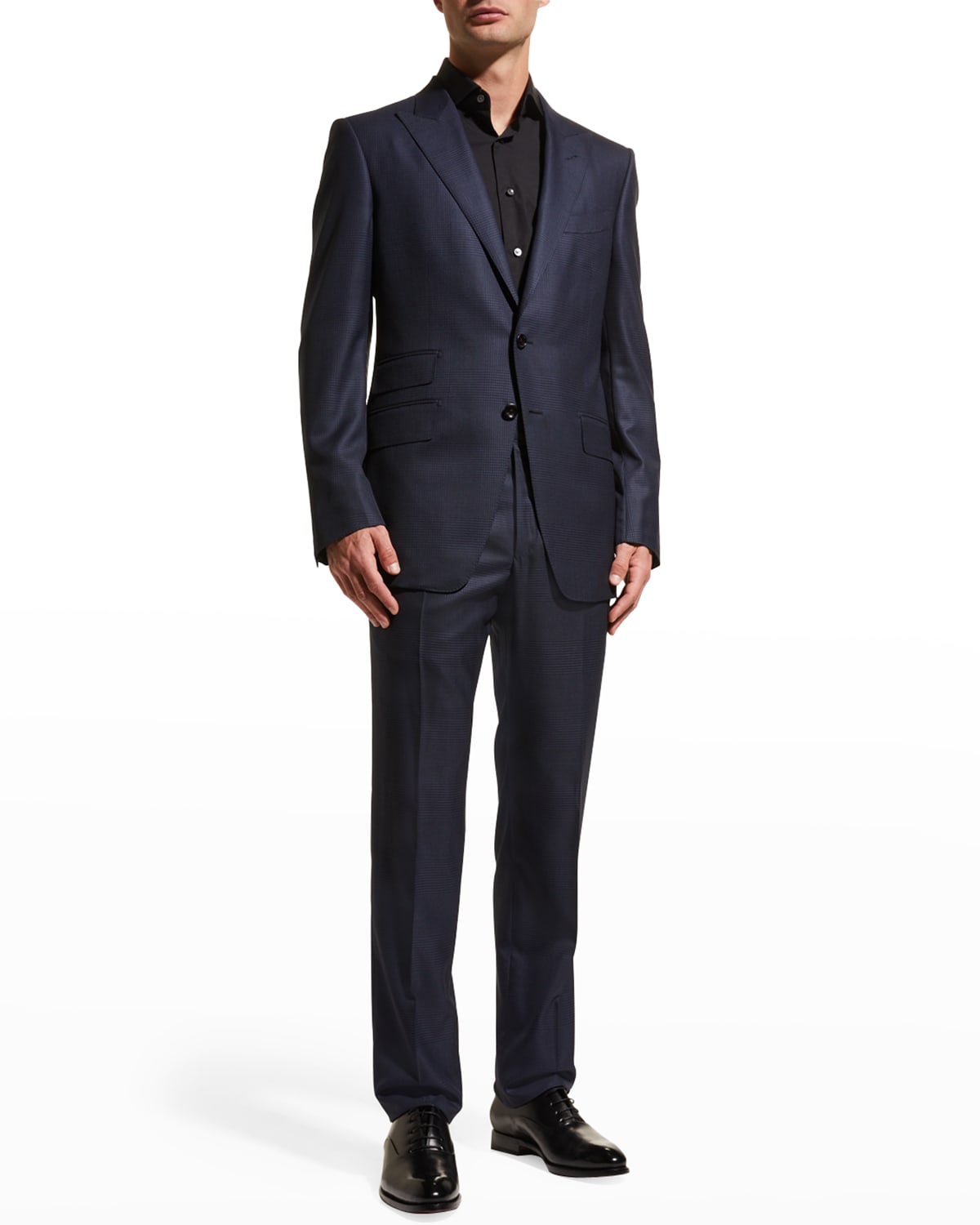 Tom Ford Men's Large Plaid Peaklapel Suit In Blue Navy Check ModeSens