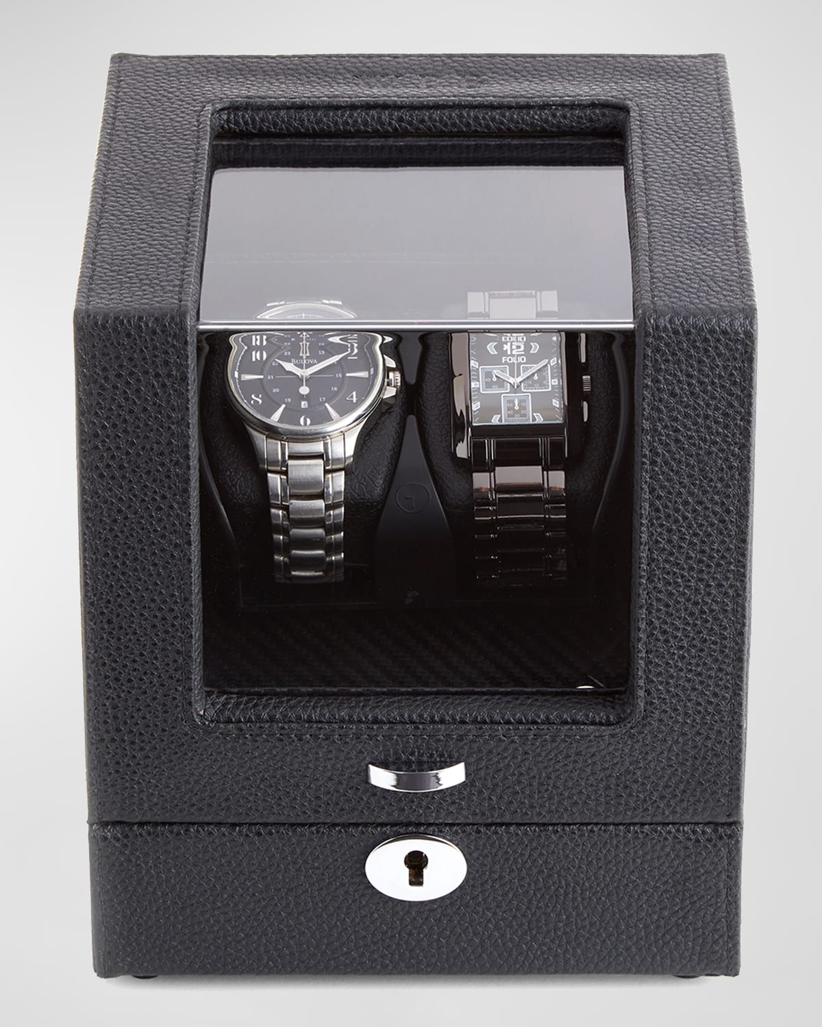 Royce New York Personalized Leather Double Watch Winder In Black
