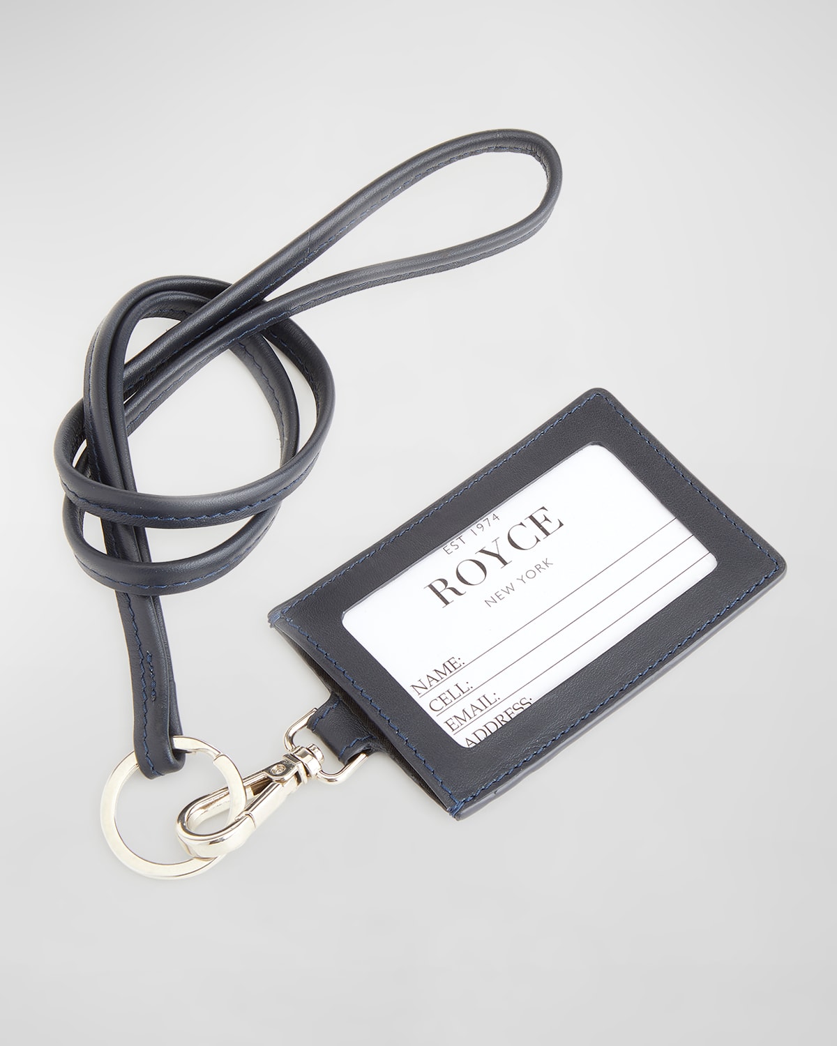 ROYCE NEW YORK PERSONALIZED LEATHER LANYARD ID HOLDER