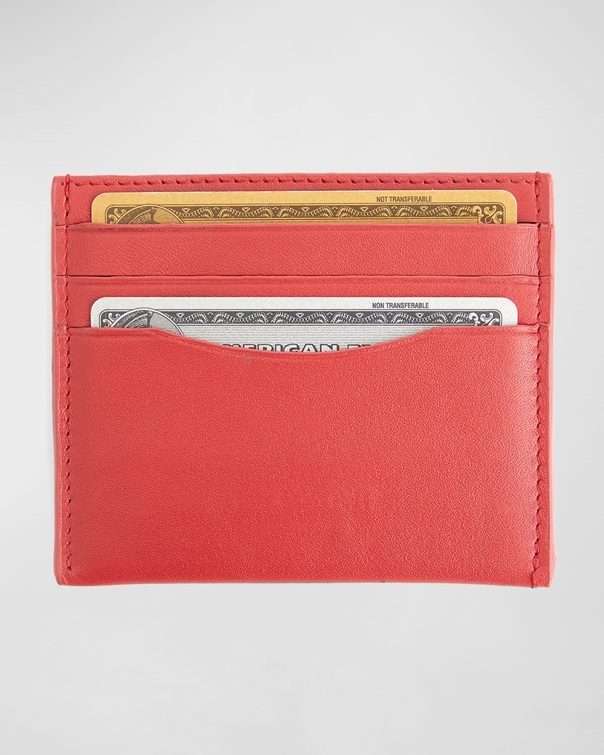 Royce New York Personalized Leather Rfid-blocking Minimalist Card Case In Red