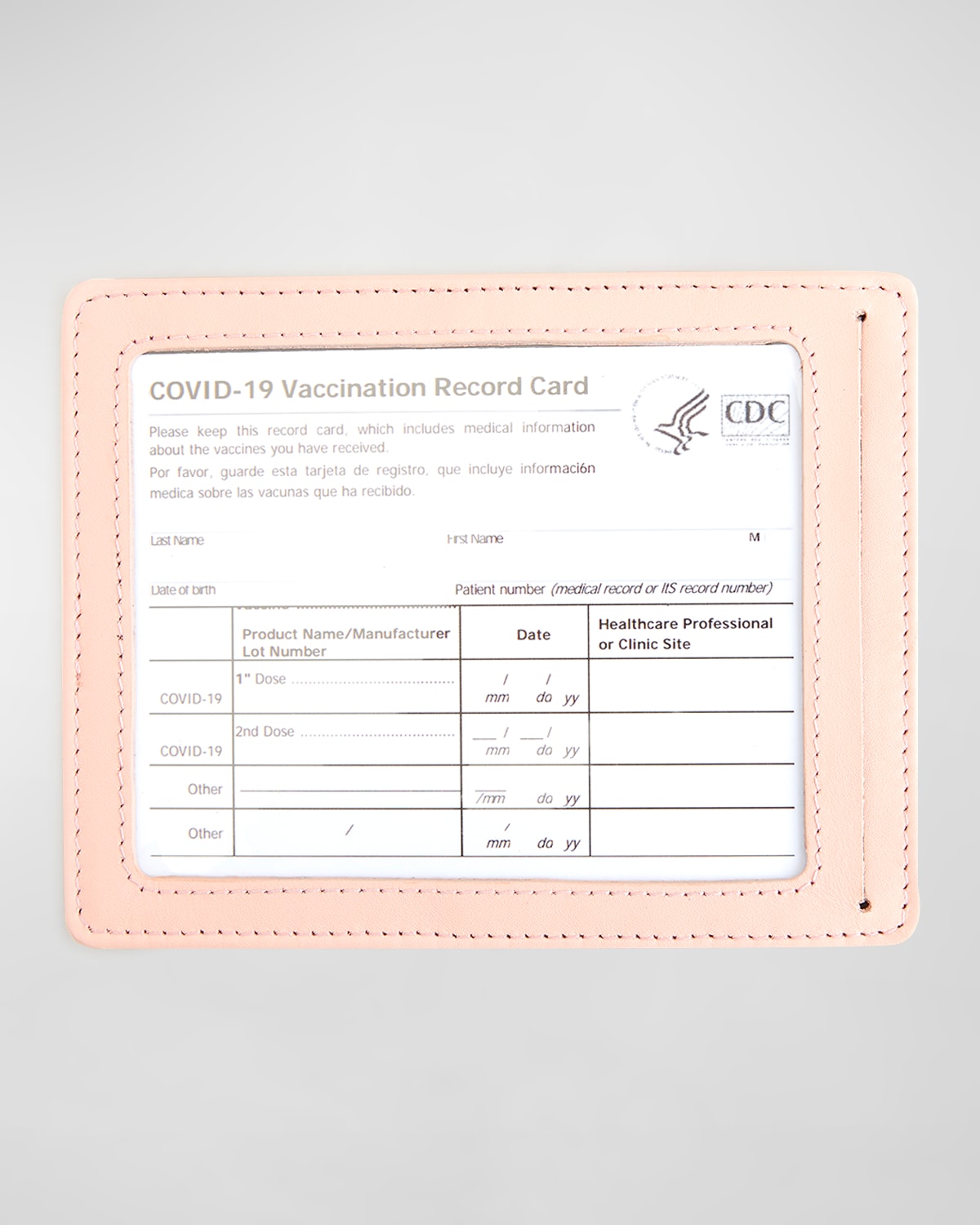 Royce New York Personalized Leather Vaccine Card Holder In Light Pink