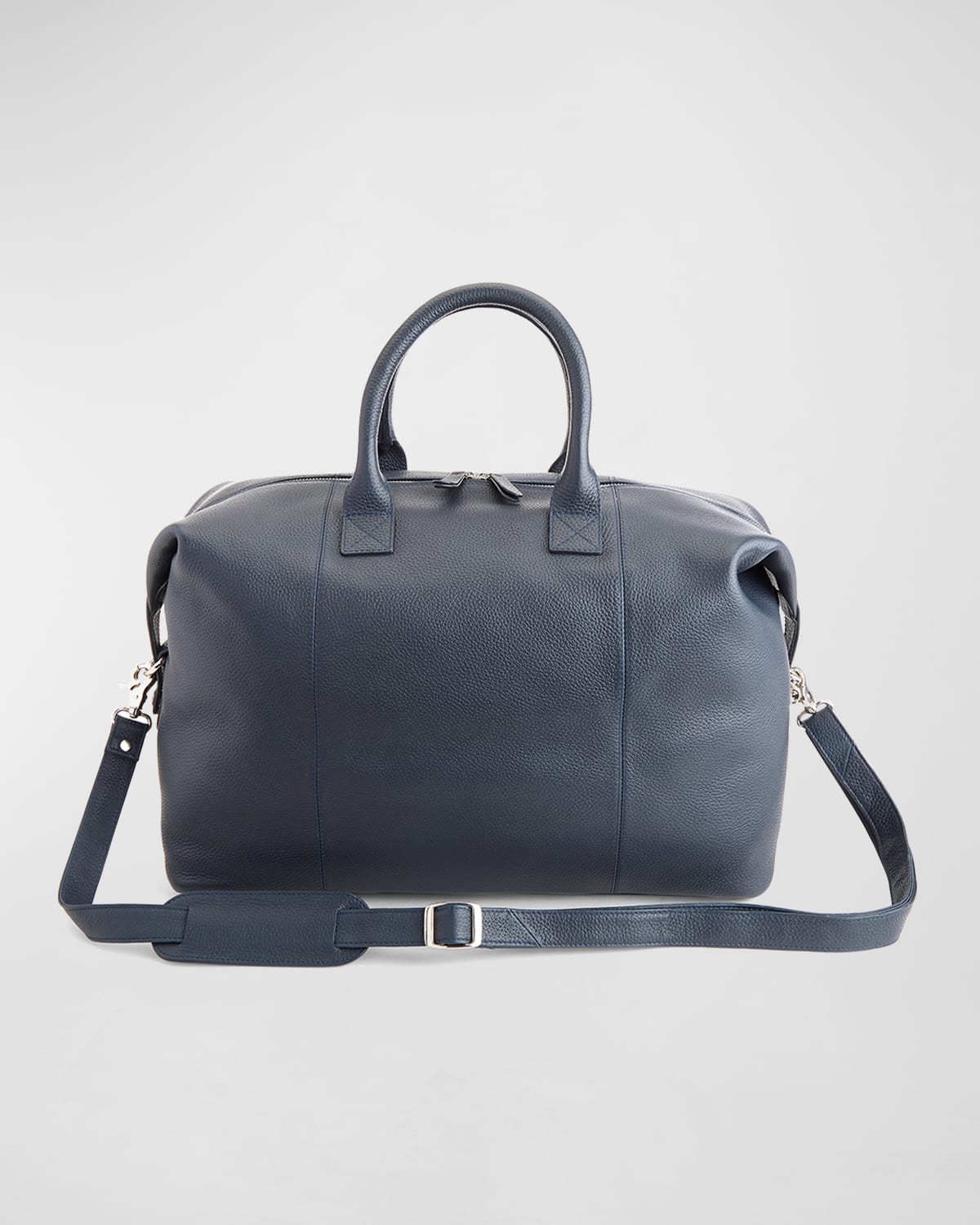 Royce New York Personalized Medium Executive Leather Duffel Bag In Navy Blue