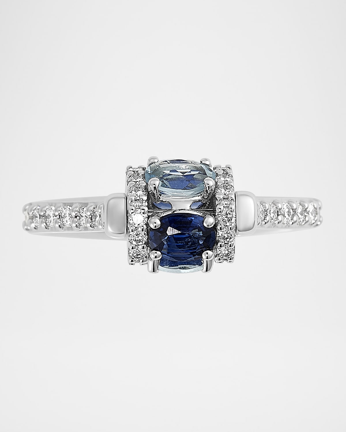 Procida 18K White Gold Ring with White Diamonds and Rotating Emeralds