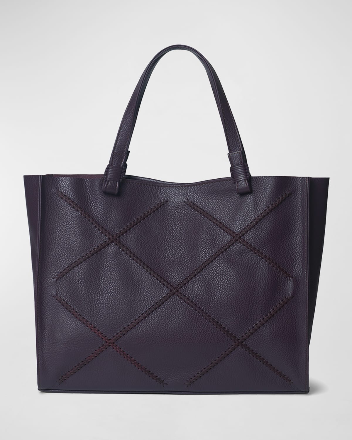 Callista Medium Leather Tote Bag In Plum