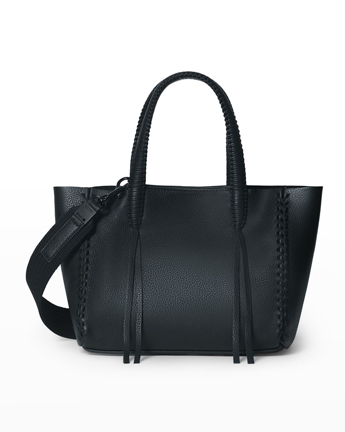 Callista Mini Braided Leather Tote Bag In Black