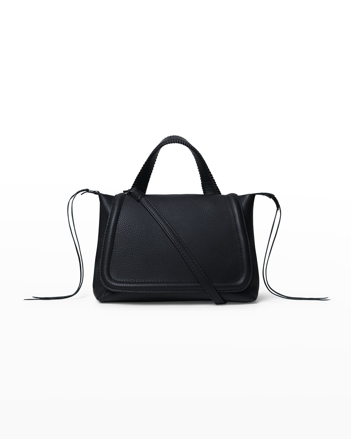 Callista Medium Flap Leather Top-handle Bag In Black