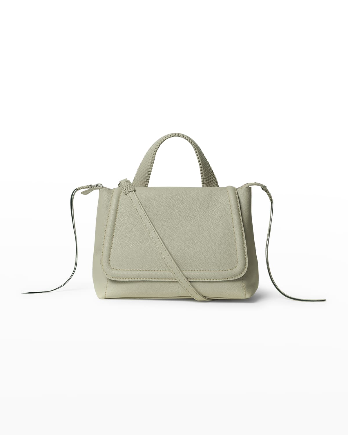 Callista Mini Flap Leather Top-handle Bag In Off-white