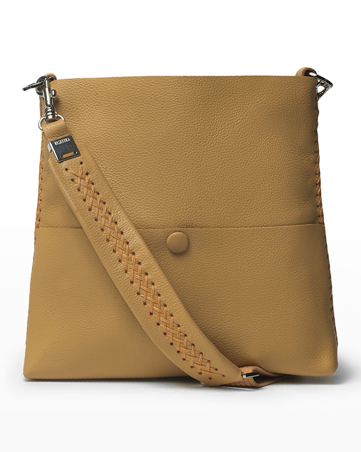 Callista Slim Leather Messenger Bag W/ Zip Pouch In Amber