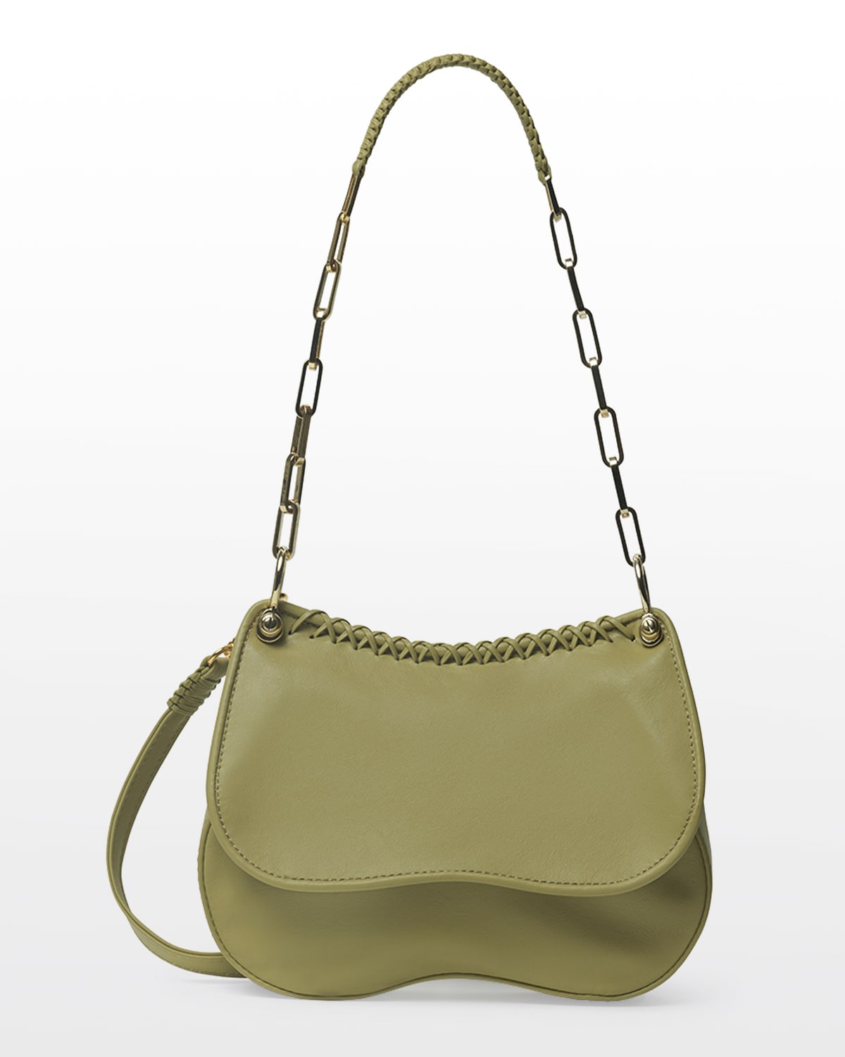 Callista Mini Saddle Leather Crossbody Bag In Lime