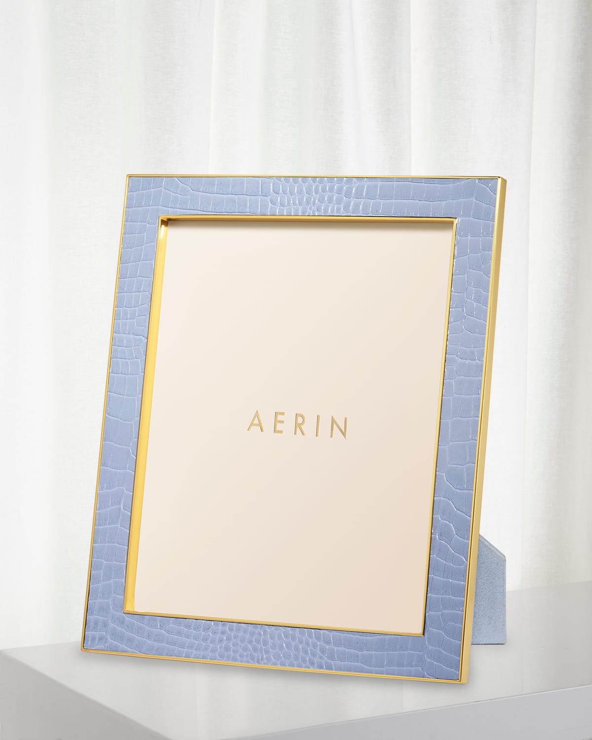 Shop Aerin Classic Croc Leather Photo Frame, 8" X 10" In Blue