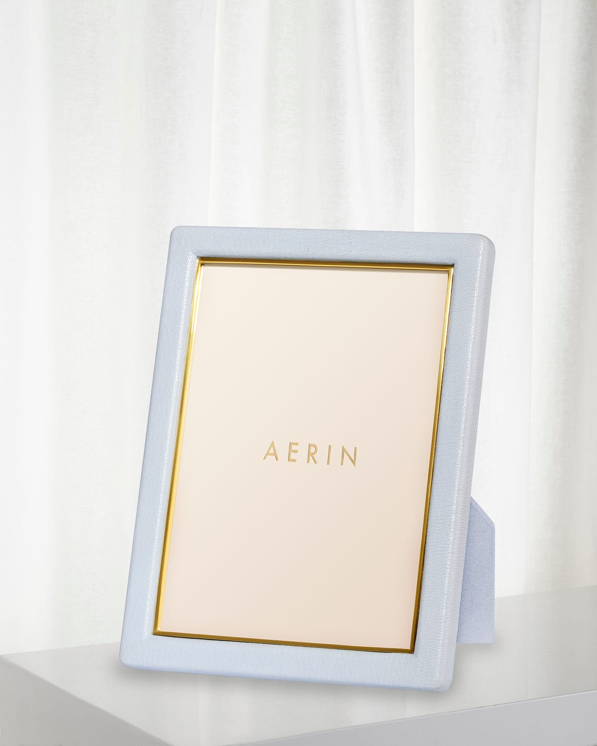 Shop Aerin Piero Leather Photo Frame, 5" X 7" In Blue