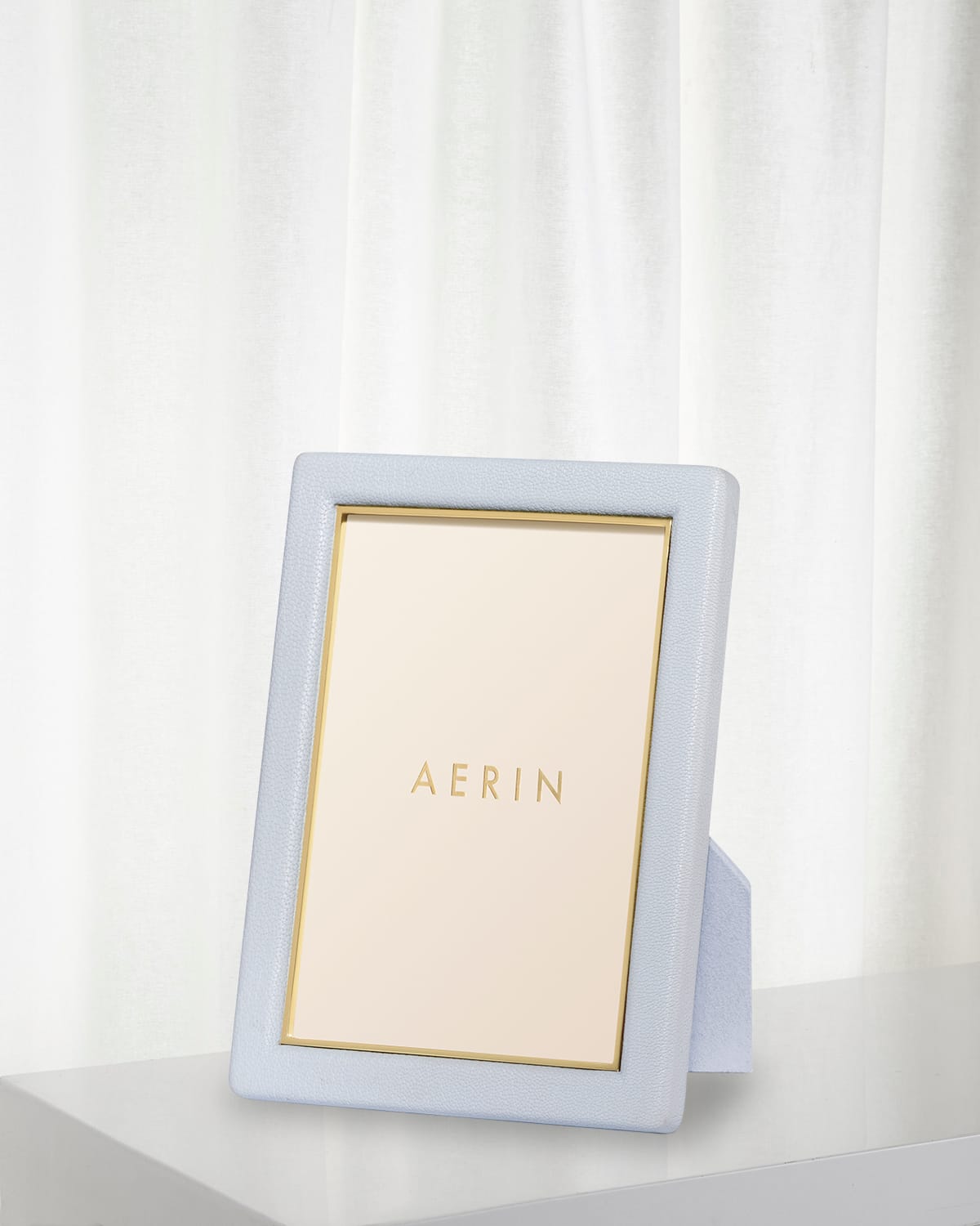 Shop Aerin Piero Leather Photo Frame, 4" X 6" In Blue