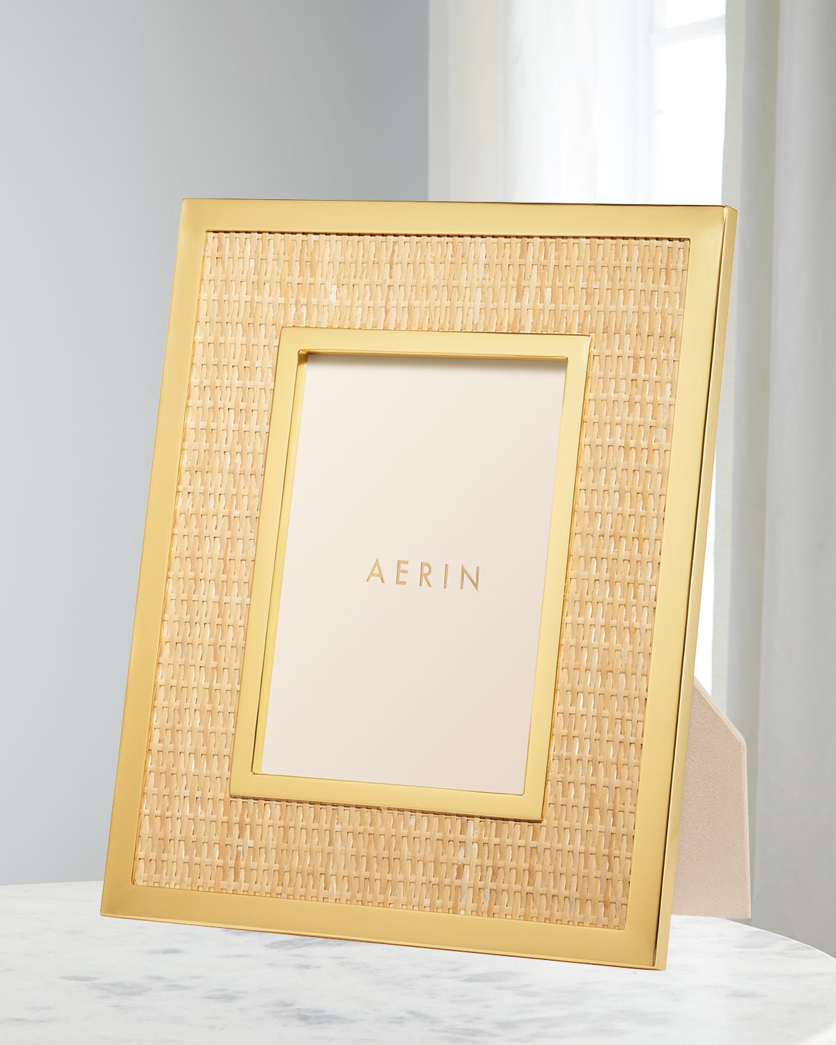 Shop Aerin Colette Cane & Brass Frame, 5" X 7" In Gold