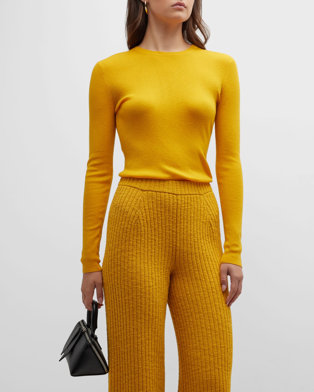 Michael Kors Hutton Ribbed Cashmere Pullover In Marigold