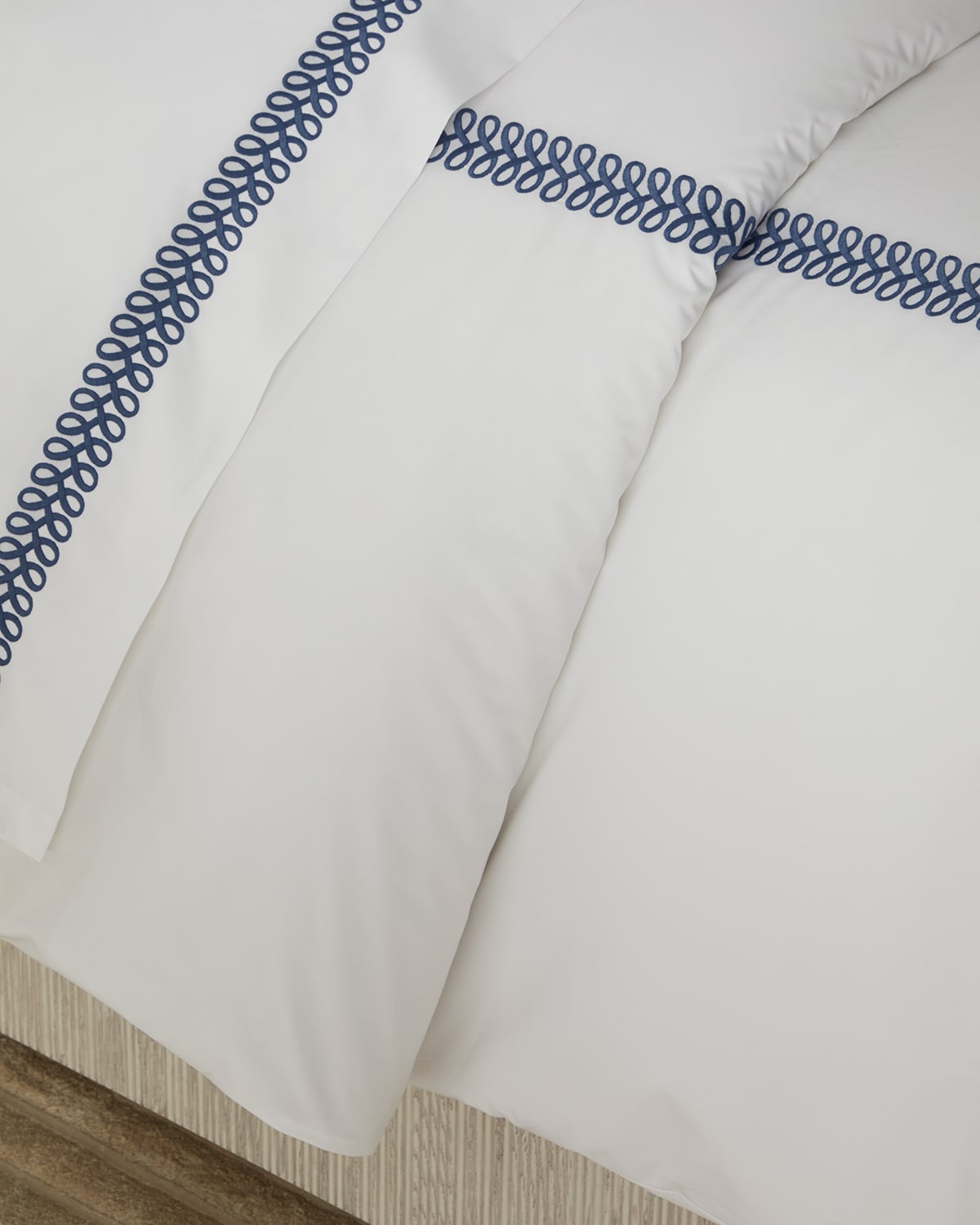 Shop Matouk Astor Braid Full/queen Duvet Cover In Indigo