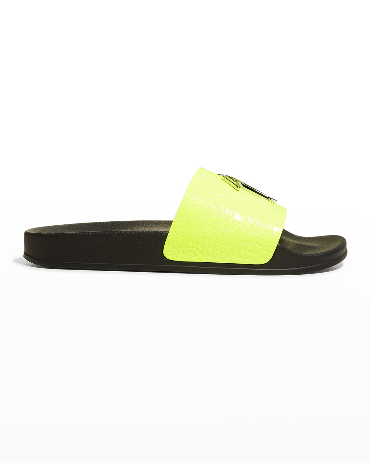 Men's Logo Croc-Embossed Pool Slide Sandals